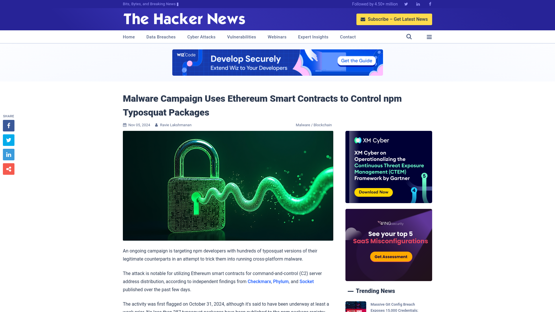 Malware Campaign Uses Ethereum Smart Contracts to Control npm Typosquat Packages