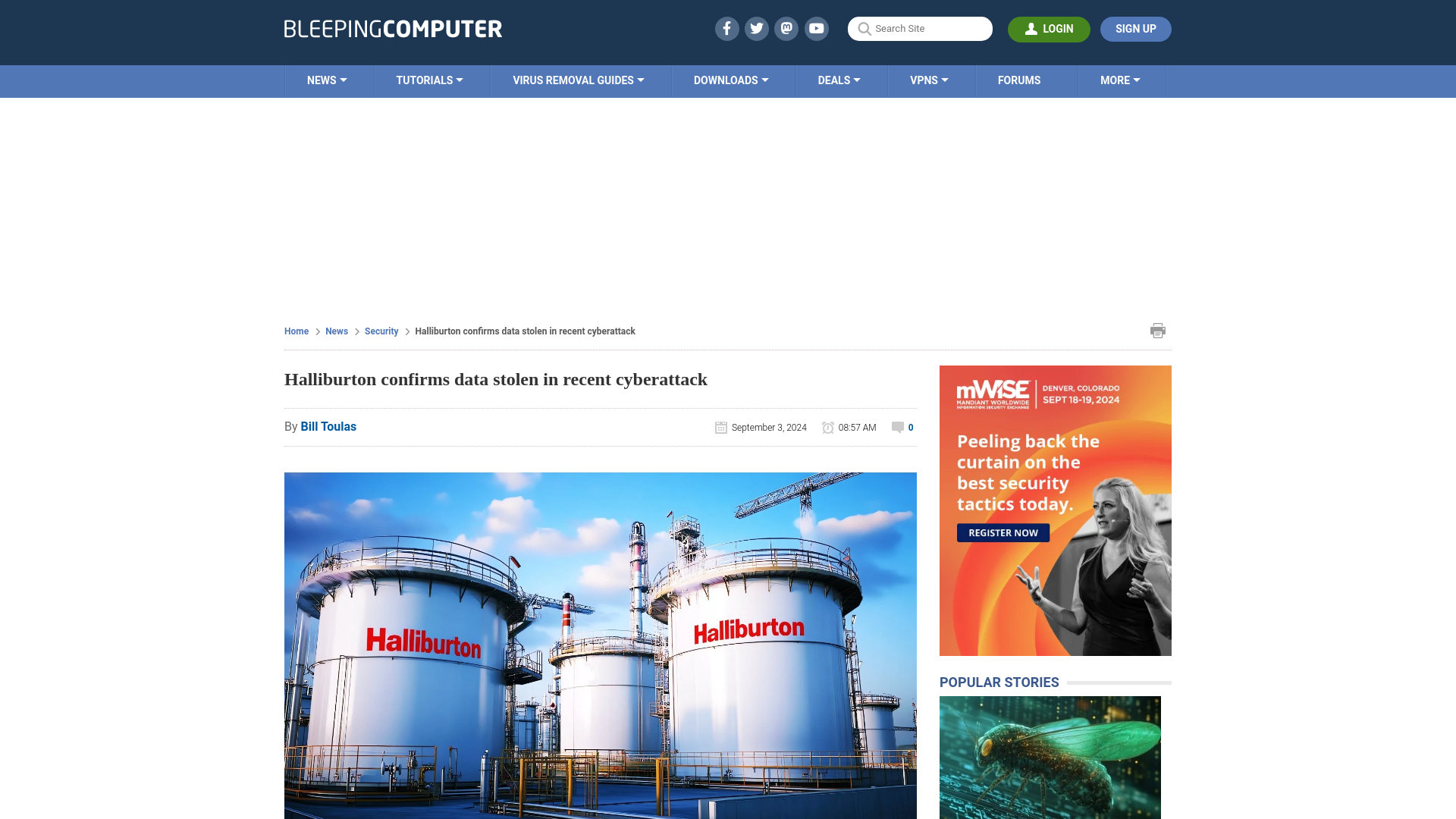 Halliburton confirms data stolen in recent cyberattack