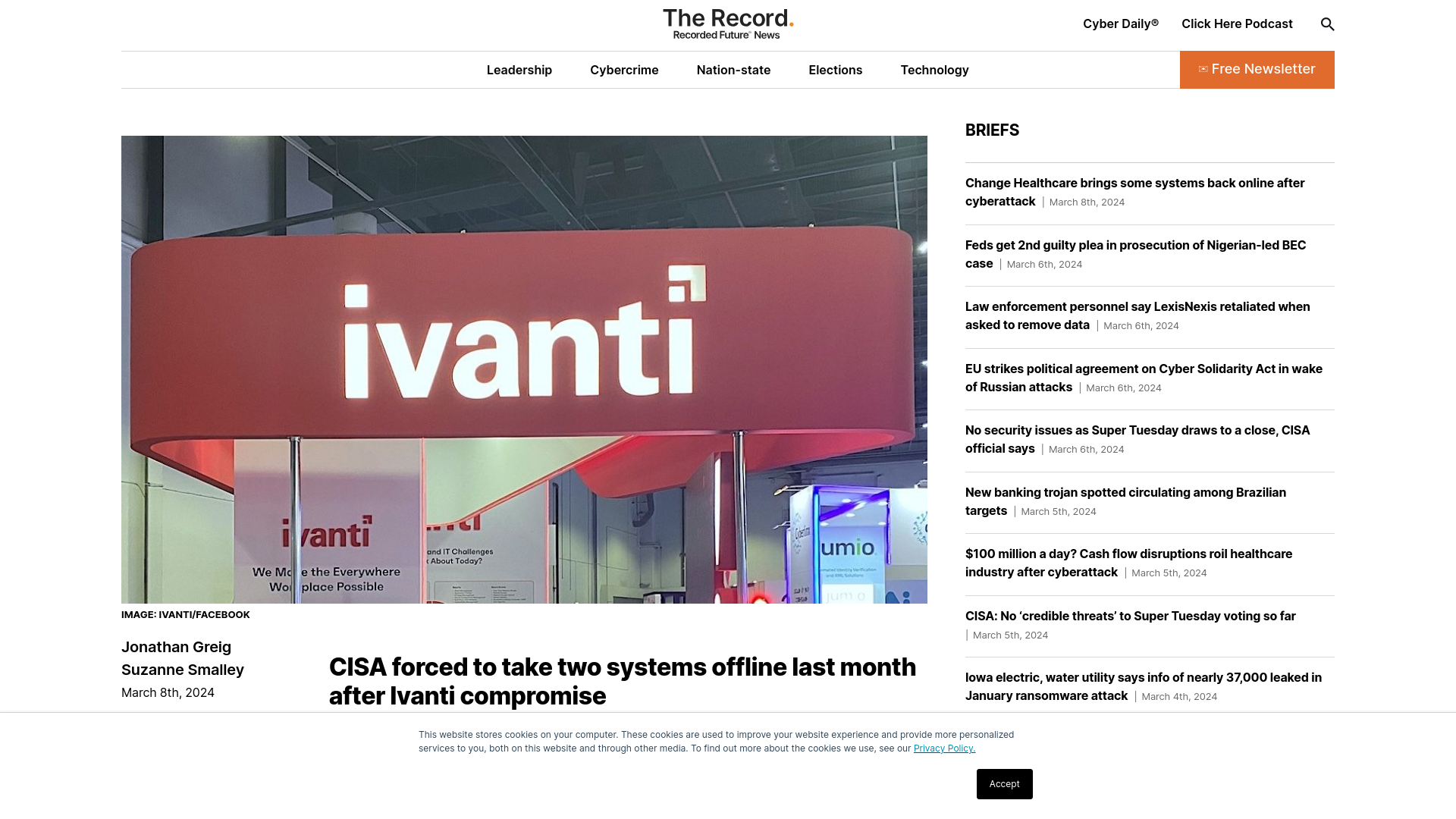 CISA forced to take two systems offline last month after Ivanti compromise