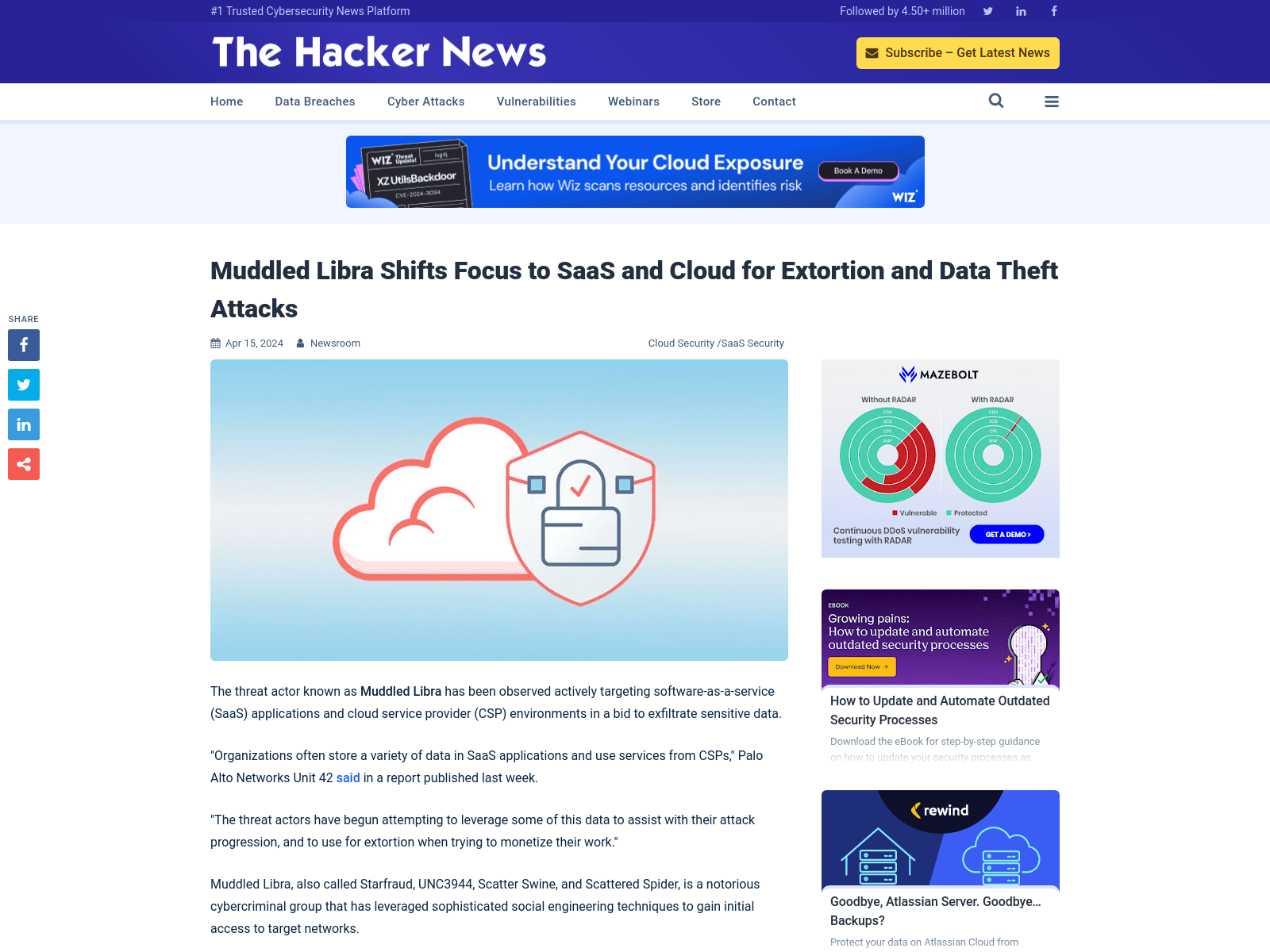 Muddled Libra Shifts Focus to SaaS and Cloud for Extortion and Data Theft Attacks