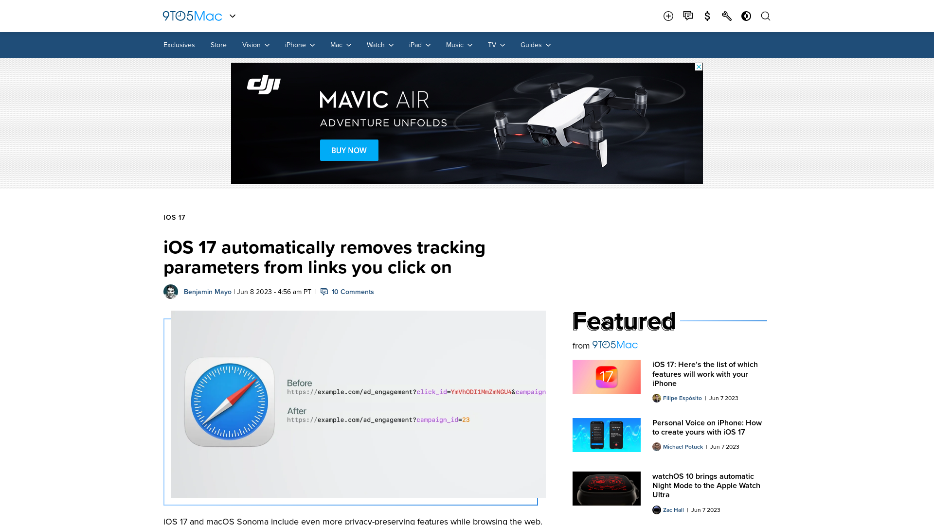 iOS 17 automatically removes tracking parameters from links you click on - 9to5Mac