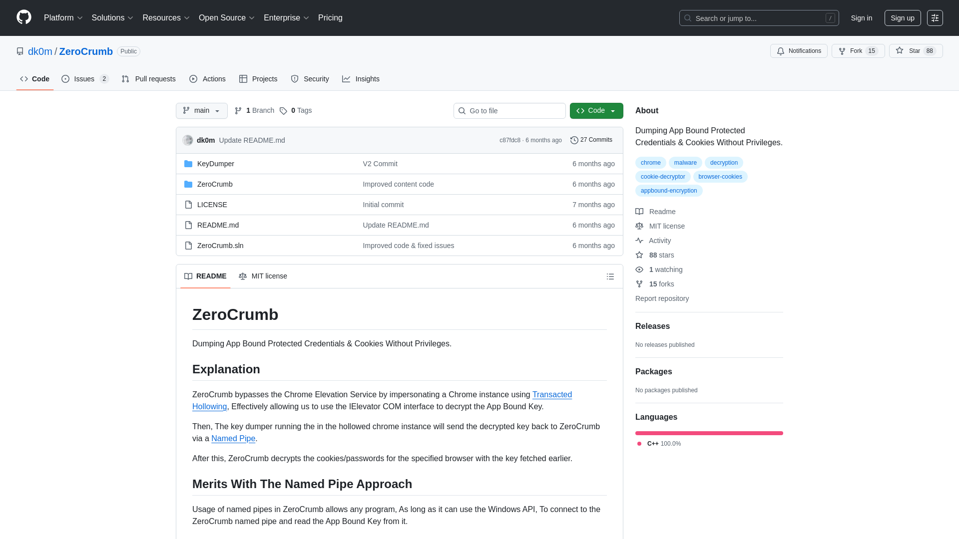 GitHub - dk0m/ZeroCrumb: Dumping App Bound Protected Credentials & Cookies Without Privileges.