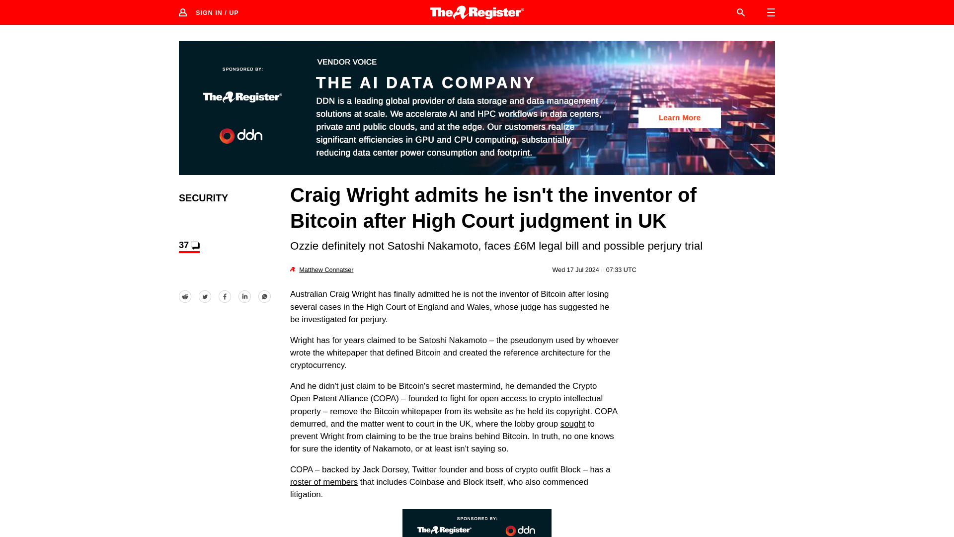 Craig Wright publicly admits he isn’t inventor of Bitcoin • The Register