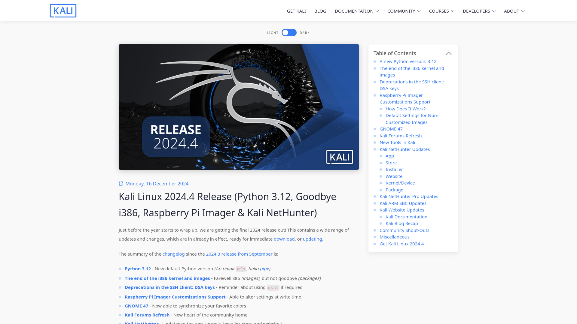 Kali Linux 2024.4 Release (Python 3.12, Goodbye i386, Raspberry Pi Imager & Kali NetHunter) | Kali Linux Blog