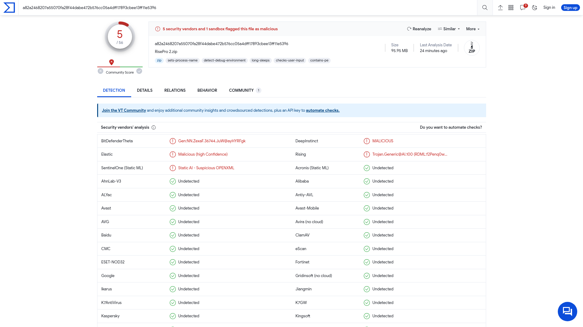 VirusTotal - File - a82a2468207a55070fa28f44dabe472b576cc05a4dff17893cbee13ff11e5396