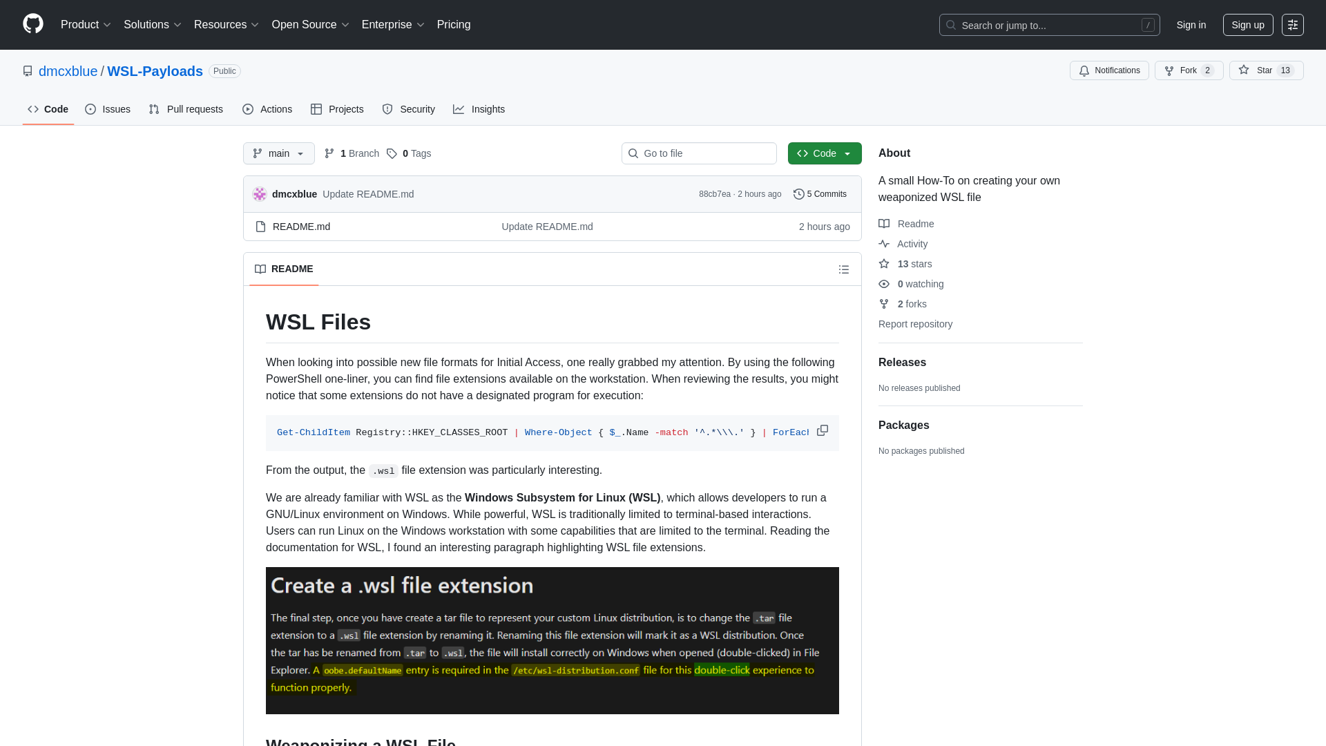 GitHub - dmcxblue/WSL-Payloads: A small How-To on creating your own weaponized WSL file