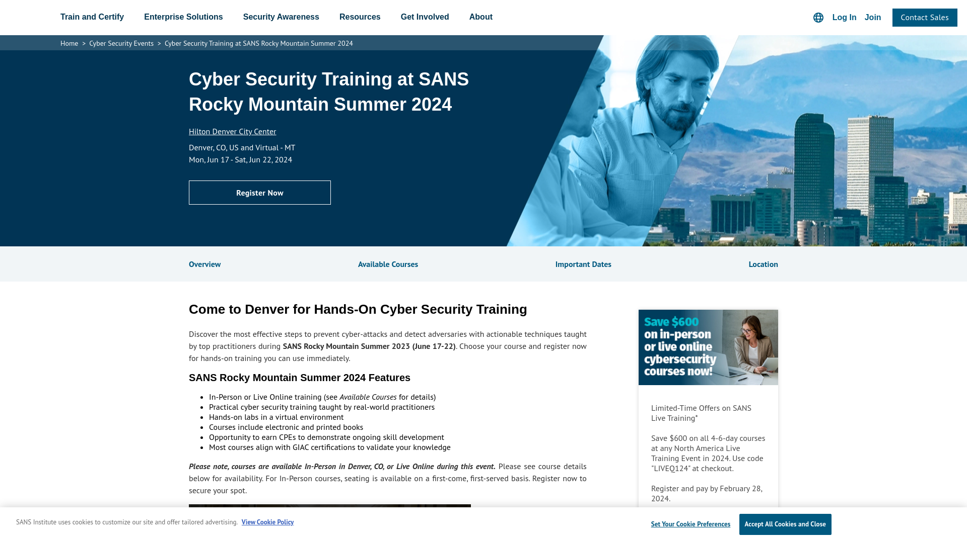 SANS Rocky Mountain Summer 2024 | Cyber Security Training