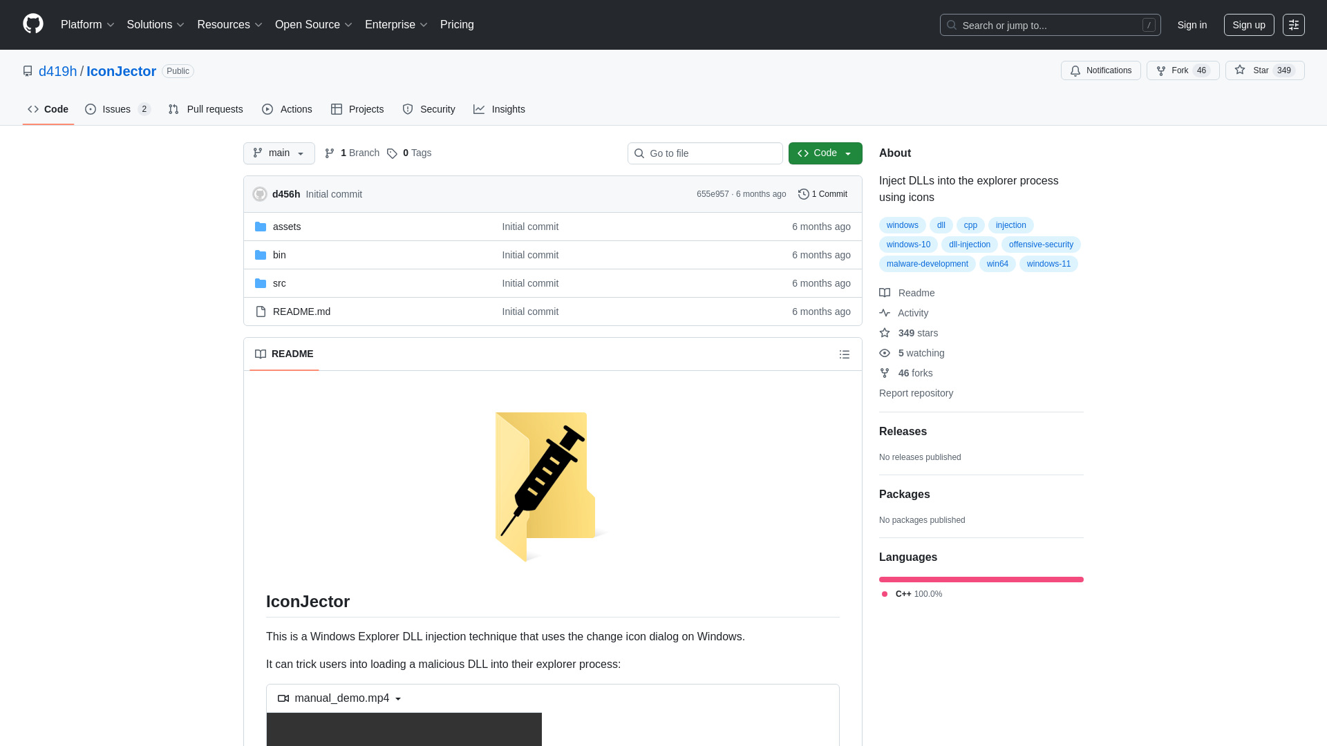 GitHub - d419h/IconJector: Inject DLLs into the explorer process using icons