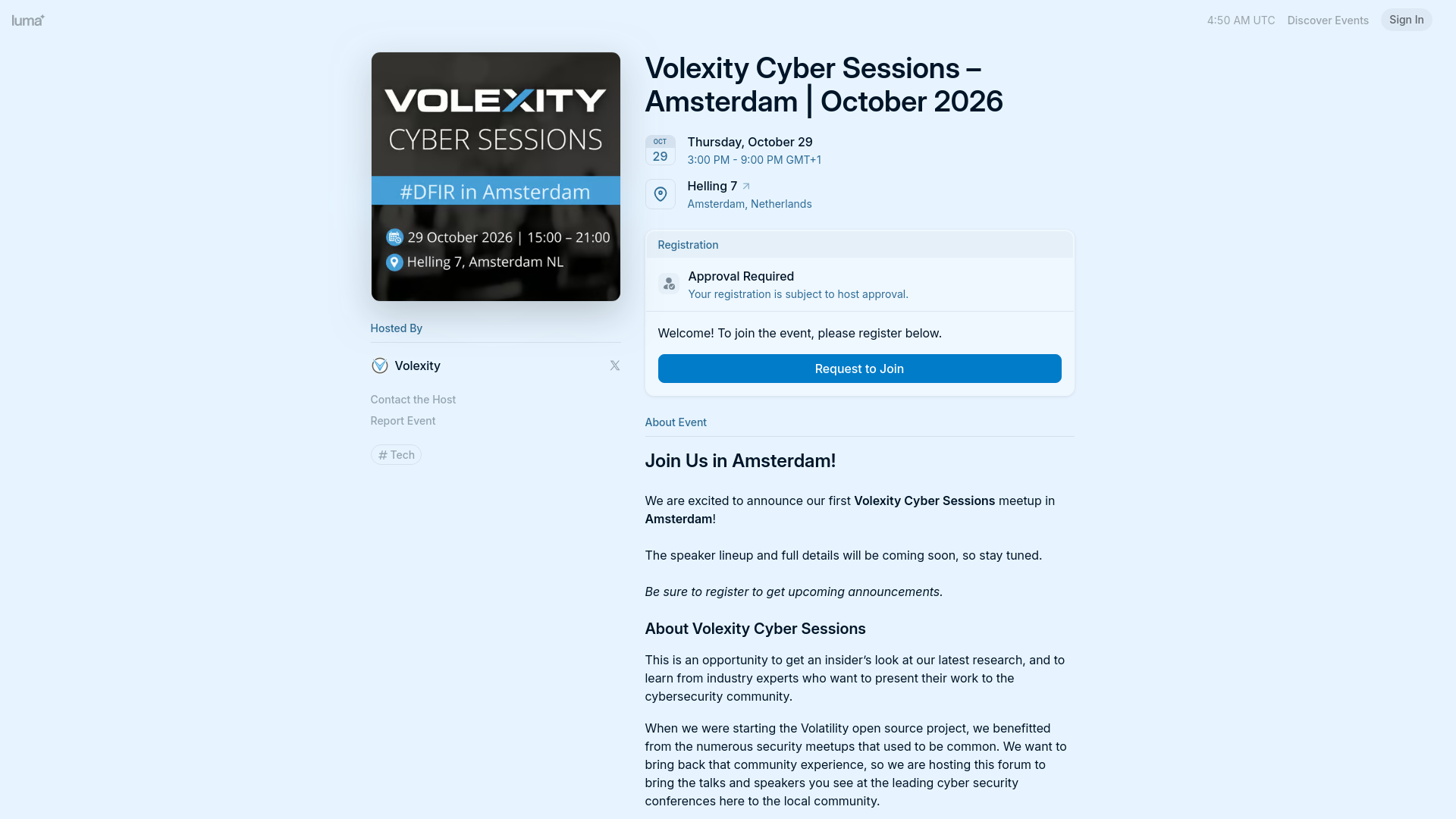 Volexity Cyber Sessions – Amsterdam | October 2026 · Luma
