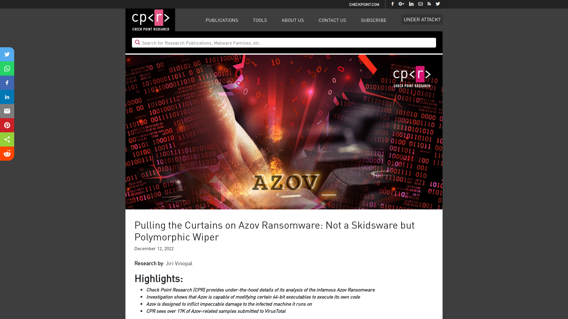 Pulling the Curtains on Azov Ransomware: Not a Skidsware but Polymorphic Wiper - Check Point Research