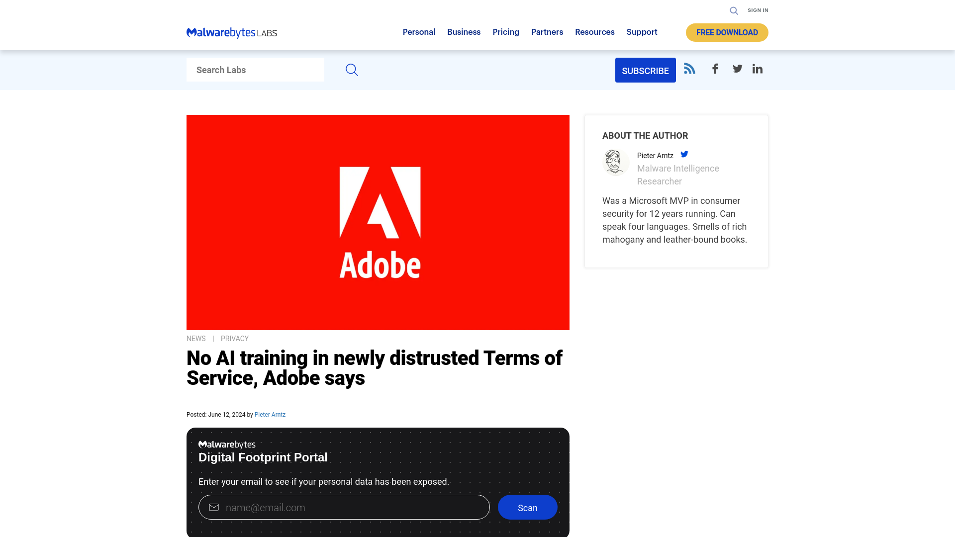 No AI training in newly distrusted Terms of Service, Adobe says | Malwarebytes