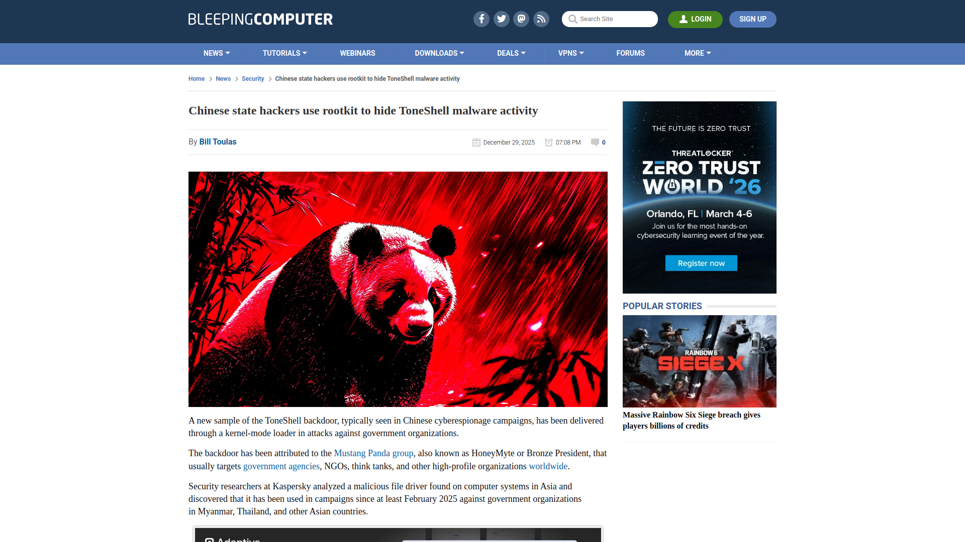 Chinese state hackers use rootkit to hide ToneShell malware activity