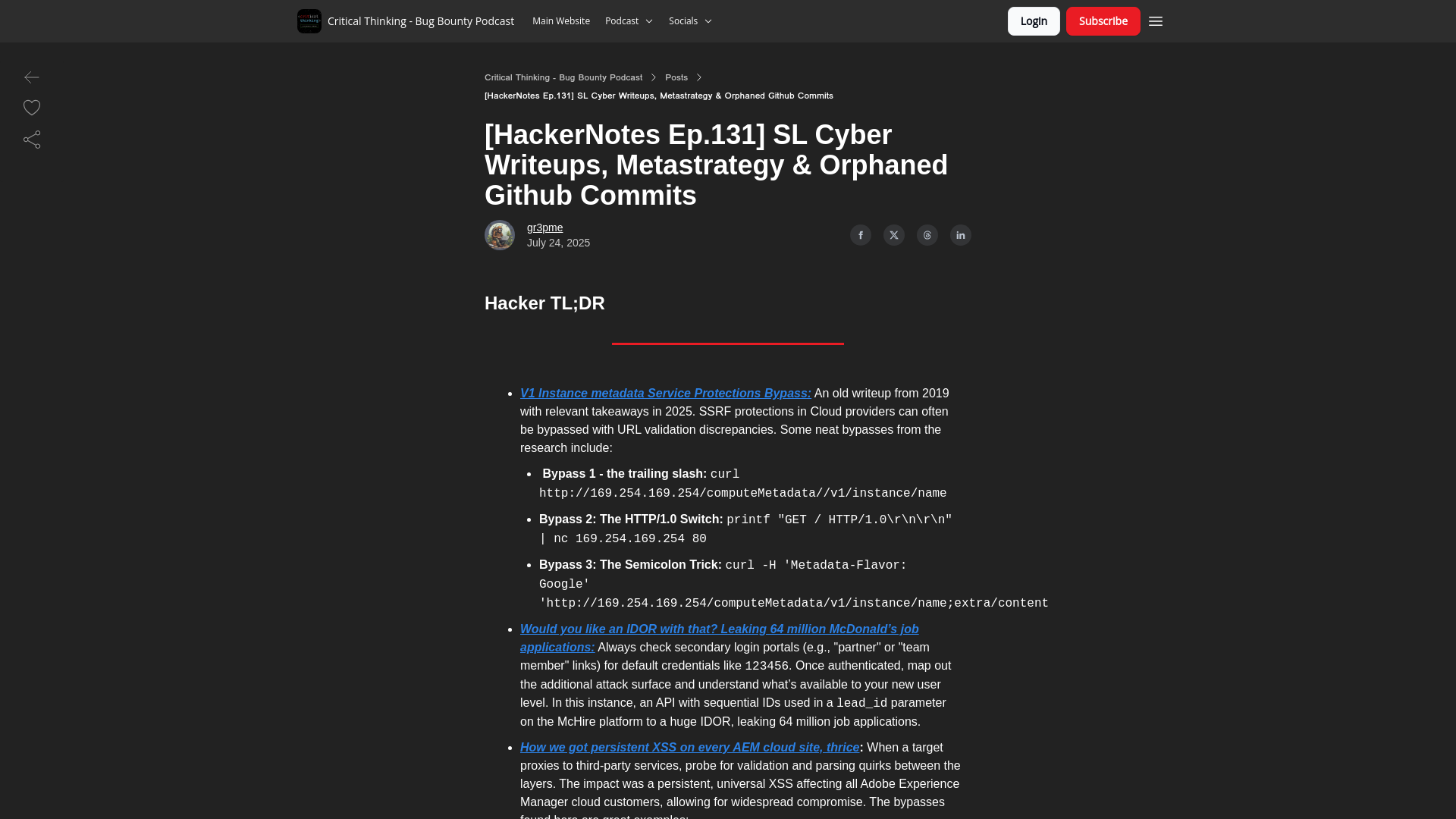 [HackerNotes Ep.131] SL Cyber Writeups, Metastrategy & Orphaned Github Commits