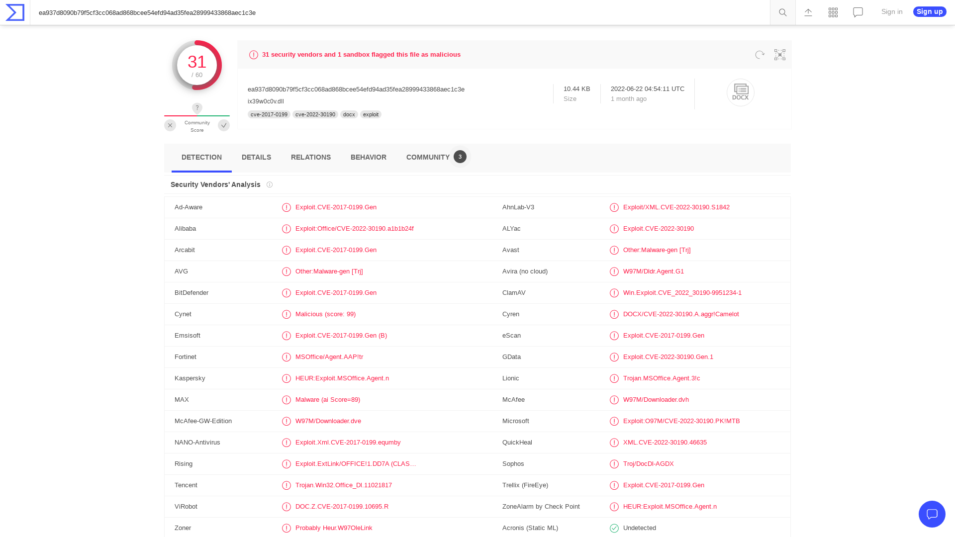 VirusTotal - File - ea937d8090b79f5cf3cc068ad868bcee54efd94ad35fea28999433868aec1c3e