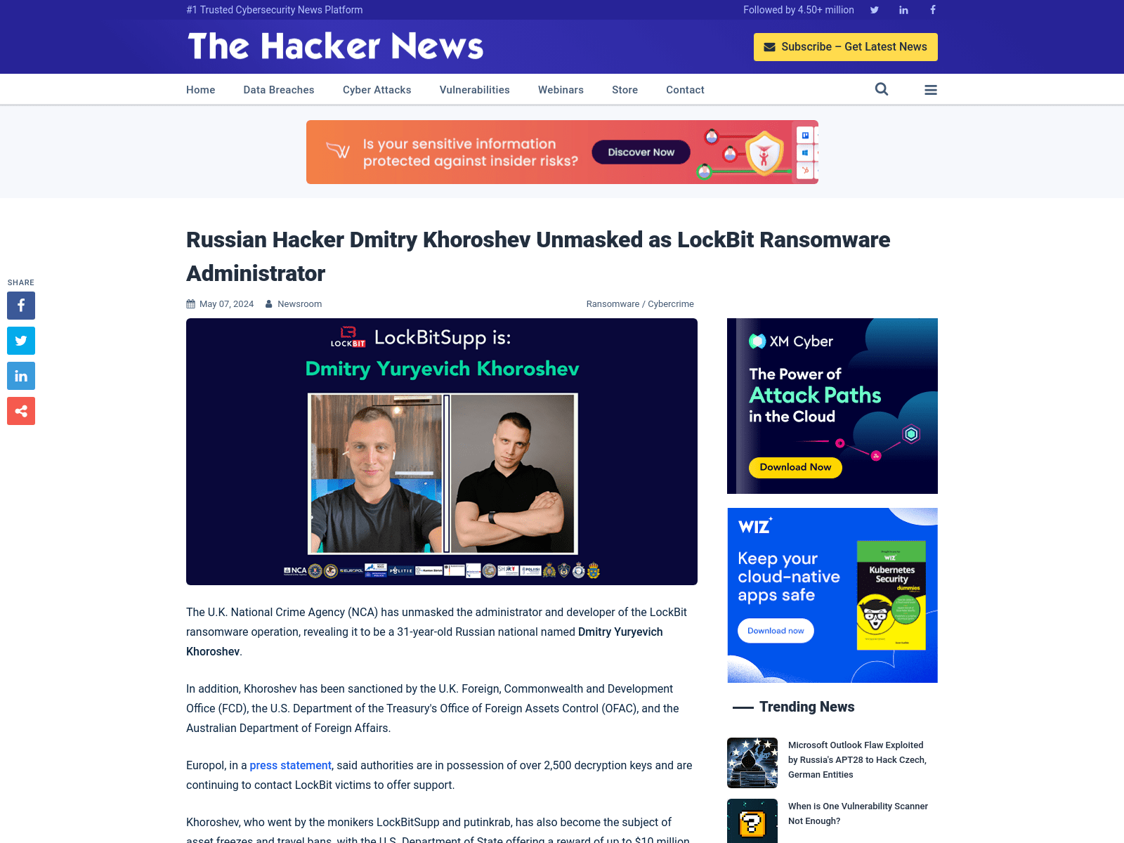 Russian Hacker Dmitry Khoroshev Unmasked as LockBit Ransomware Administrator