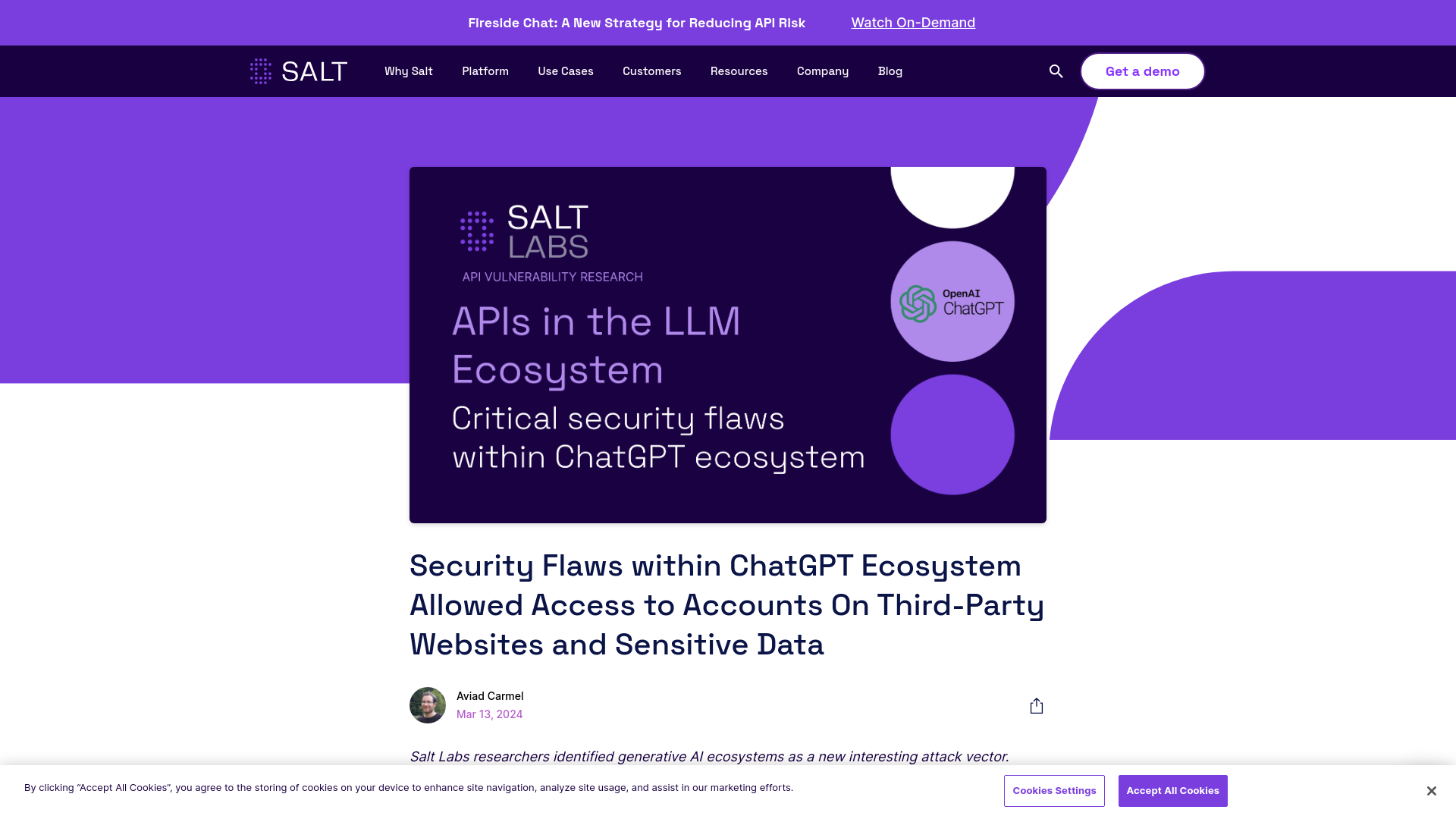 Salt Labs research finds security flaws within ChatGPT Ecosystem (Remediated)