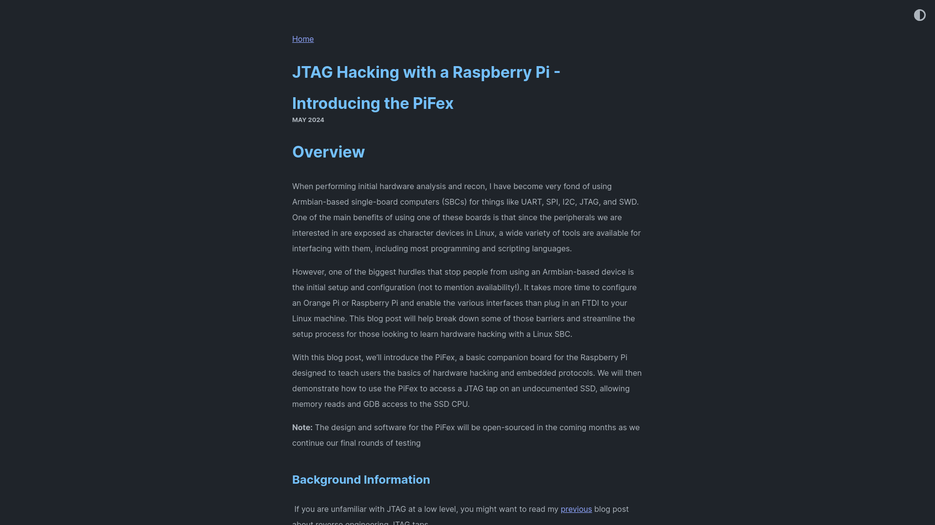 JTAG Hacking with a Raspberry Pi - Introducing the PiFex