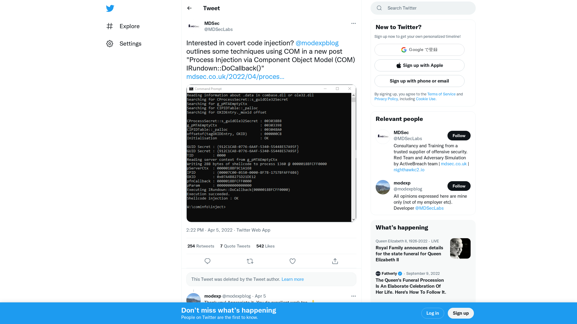 MDSec on Twitter: "Interested in covert code injection? @modexpblog outlines some techniques using COM in a new post "Process Injection via Component Object Model (COM) IRundown::DoCallback()" https://t.co/cWZ45AEqni https://t.co/7L4H6VJJtK" / Twitter