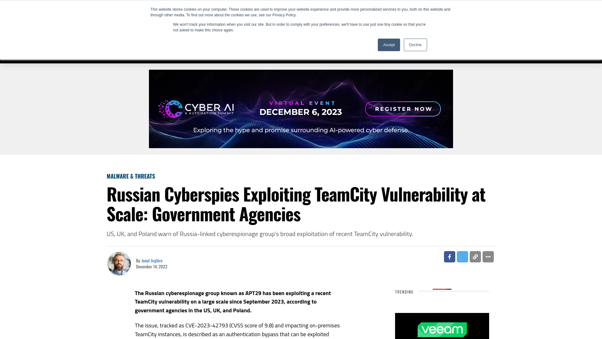 Russian Cyberspies Exploiting TeamCity Vulnerability at Scale: Government Agencies - SecurityWeek