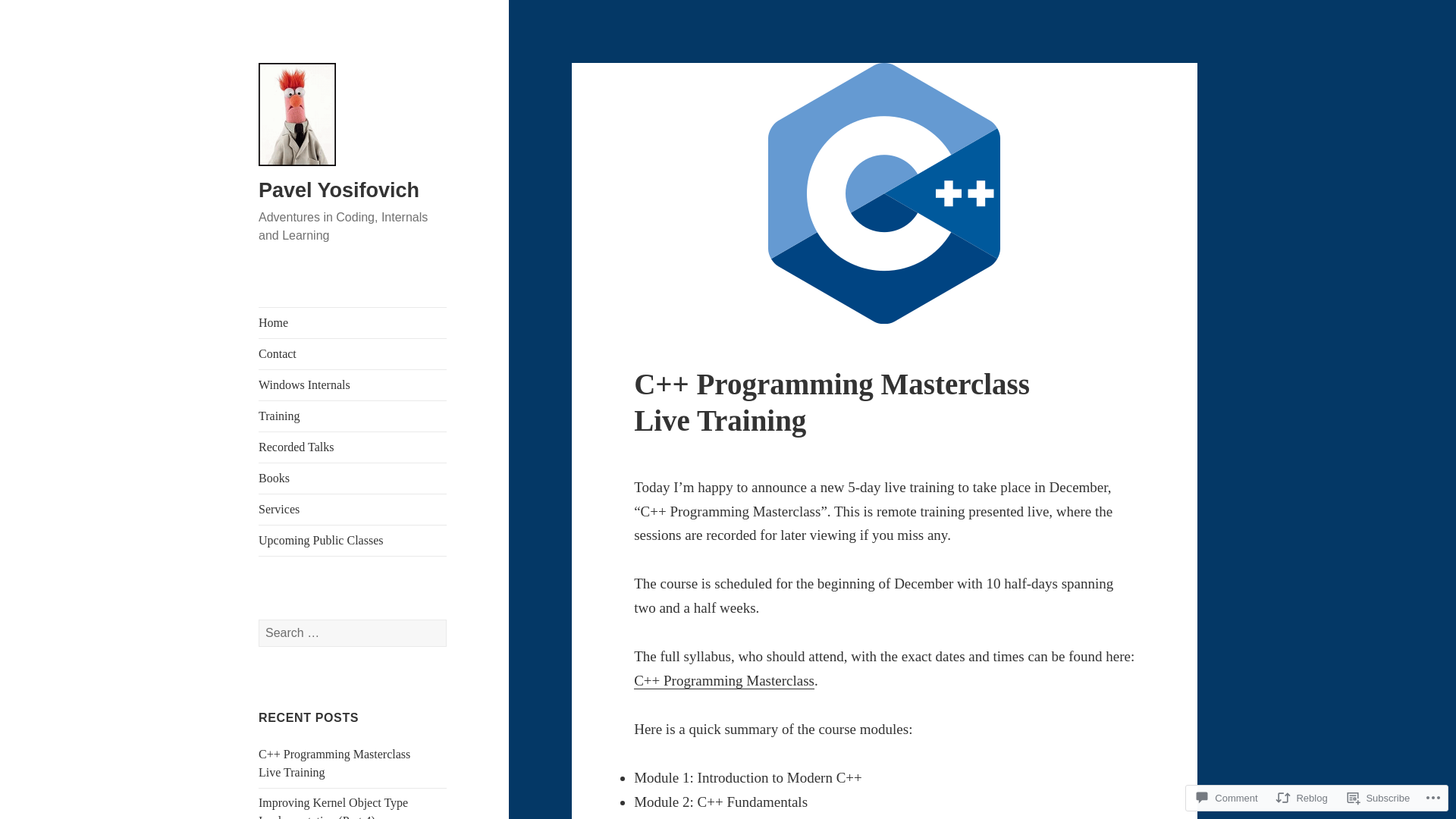 C++ Programming Masterclass Live Training – Pavel Yosifovich