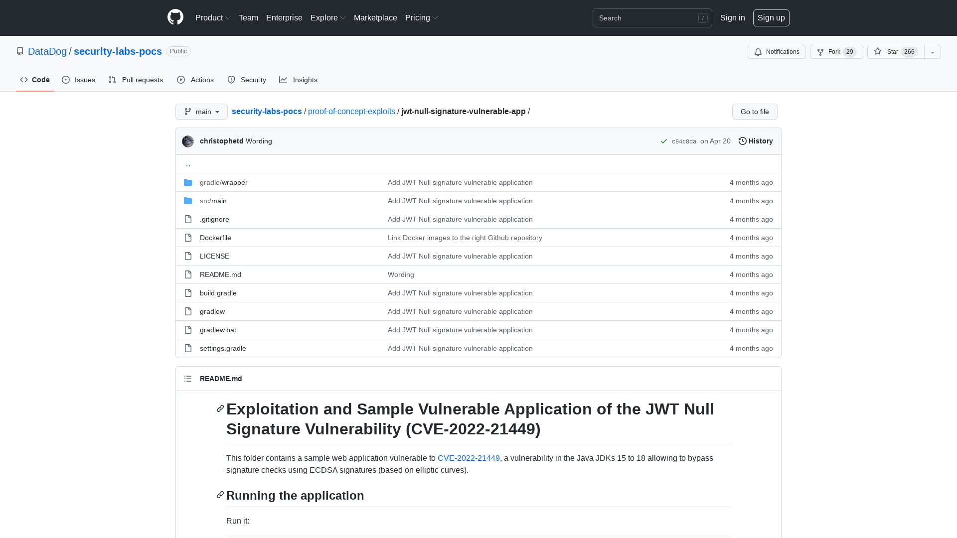 security-labs-pocs/proof-of-concept-exploits/jwt-null-signature-vulnerable-app at main · DataDog/security-labs-pocs · GitHub