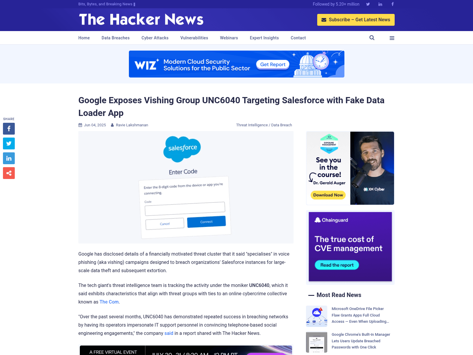 Google Exposes Vishing Group UNC6040 Targeting Salesforce with Fake Data Loader App