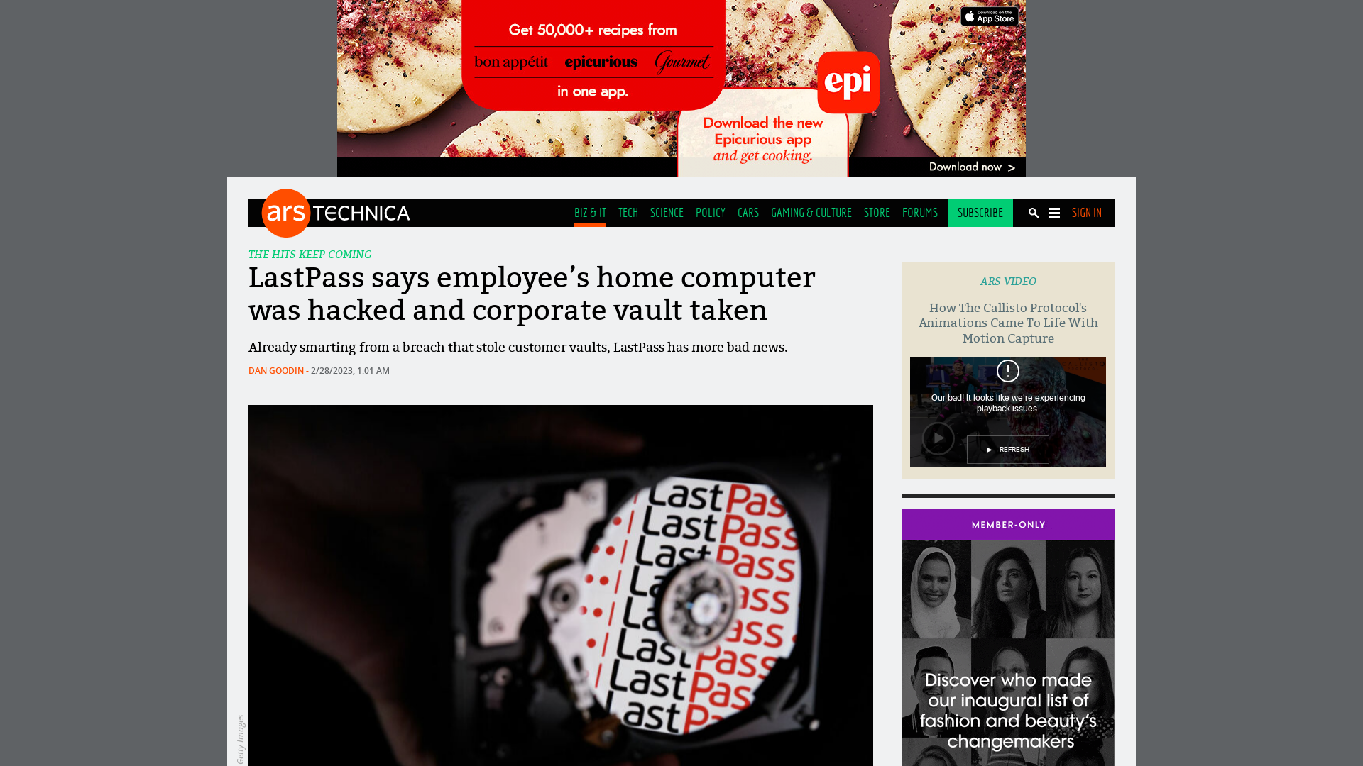 LastPass says employee’s home computer was hacked and corporate vault taken | Ars Technica