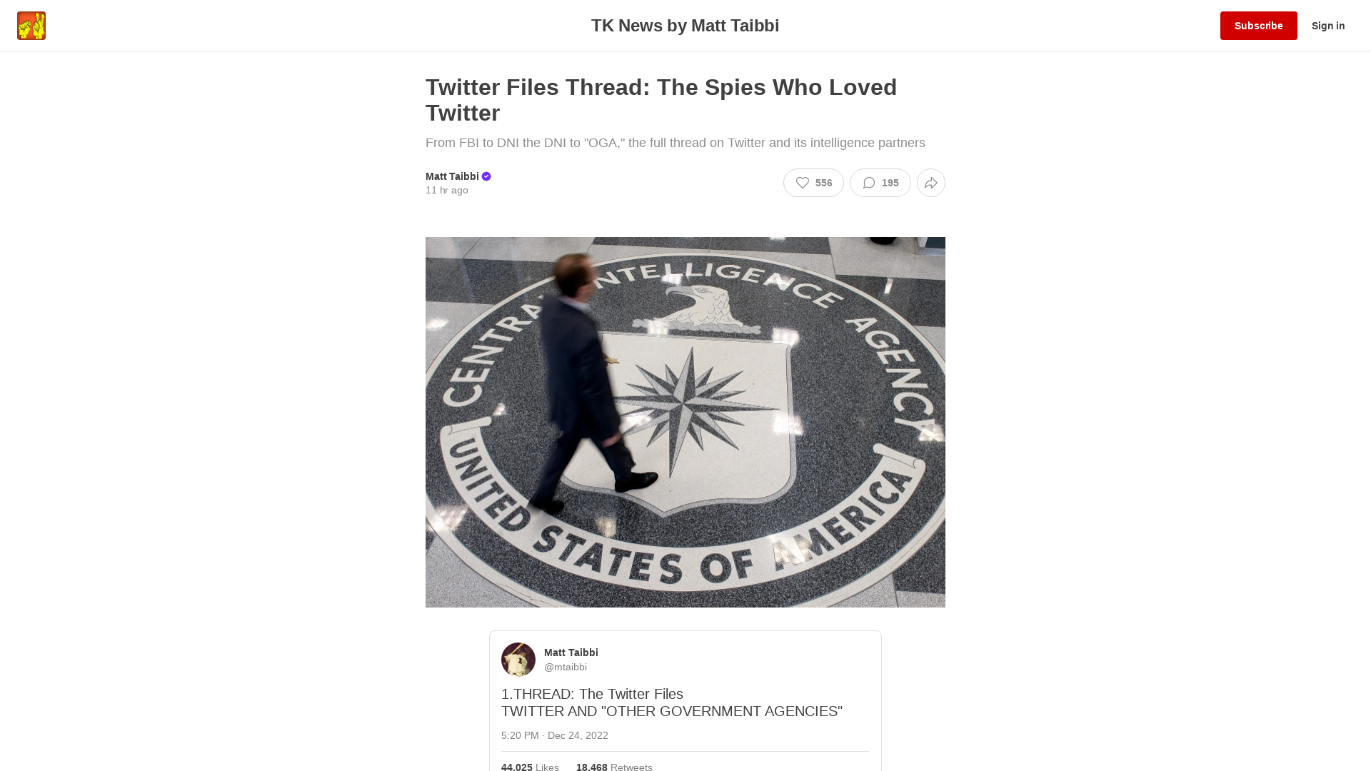 Twitter Files Thread: The Spies Who Loved Twitter