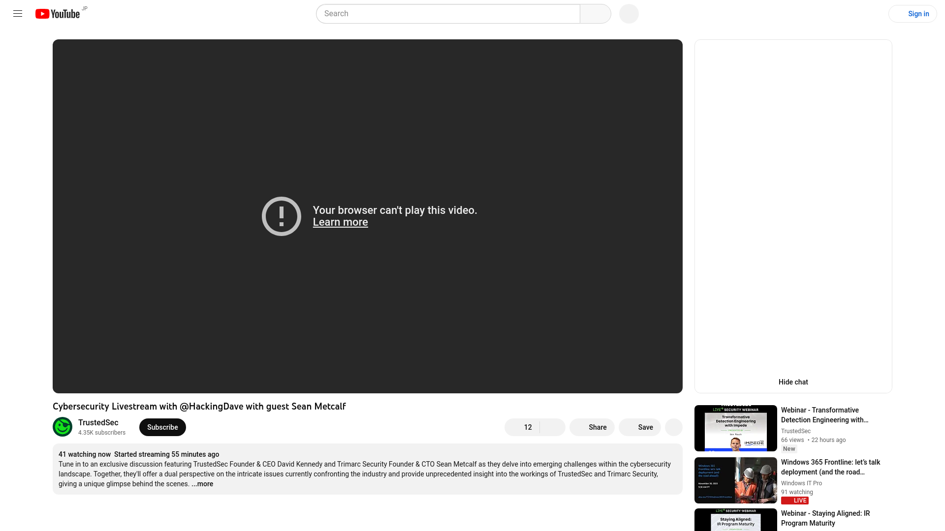 Cybersecurity Livestream with @HackingDave with guest Sean Metcalf - YouTube