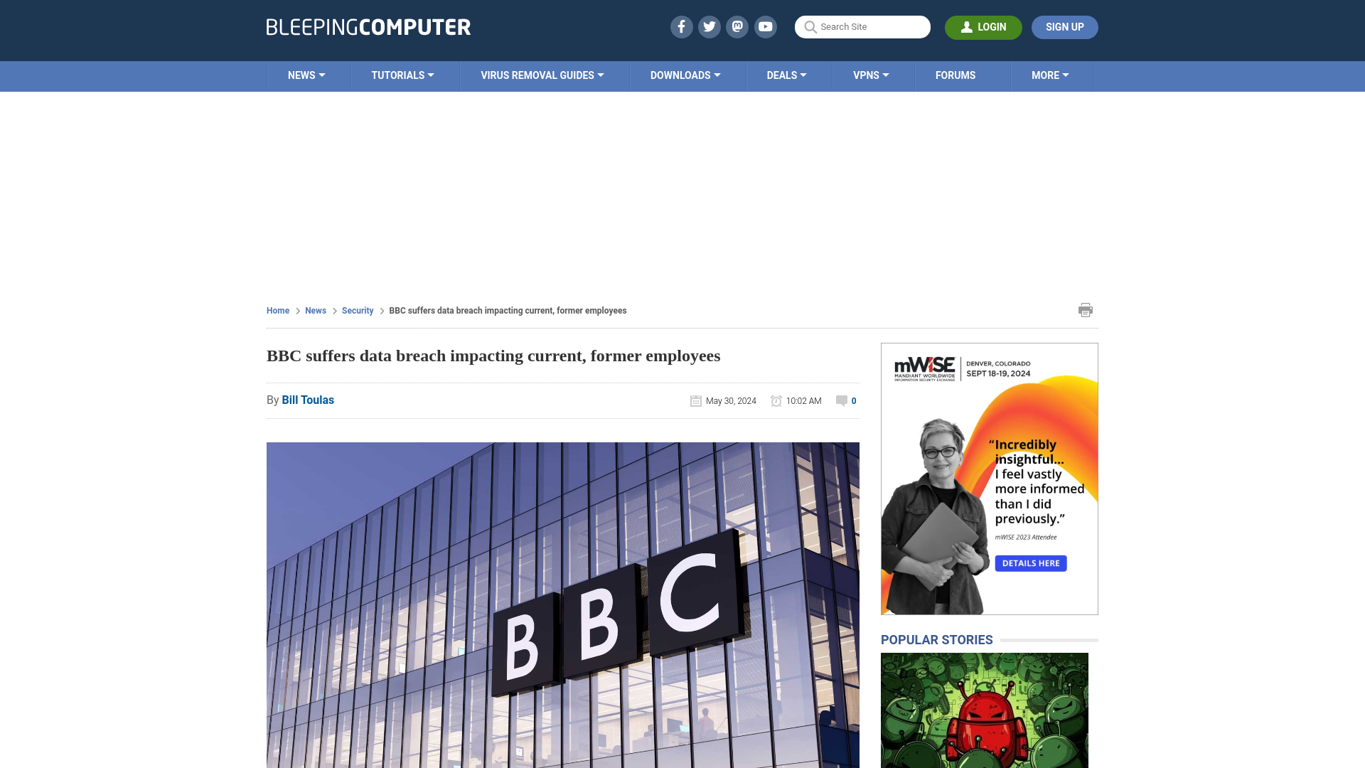 BBC suffers data breach impacting current, former employees