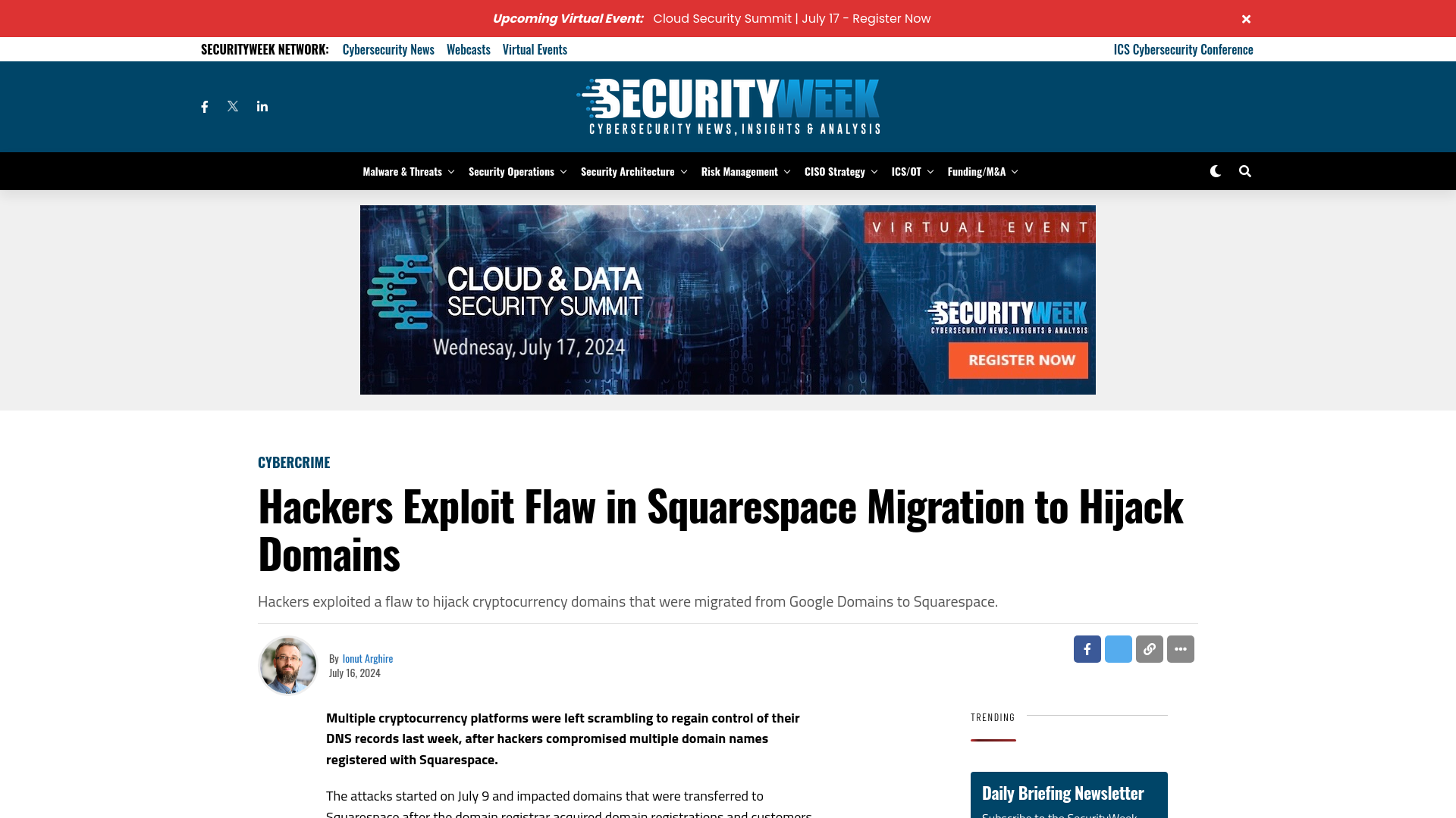 Hackers Exploit Flaw in Squarespace Migration to Hijack Domains - SecurityWeek