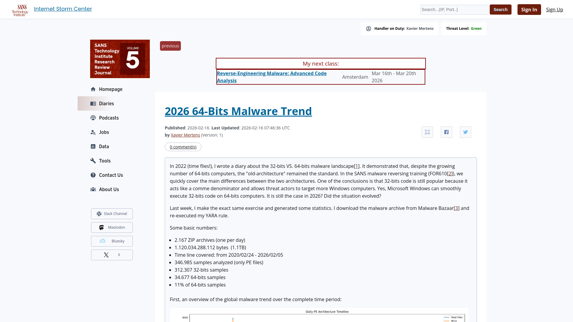 2026 64-Bits Malware Trend - SANS Internet Storm Center