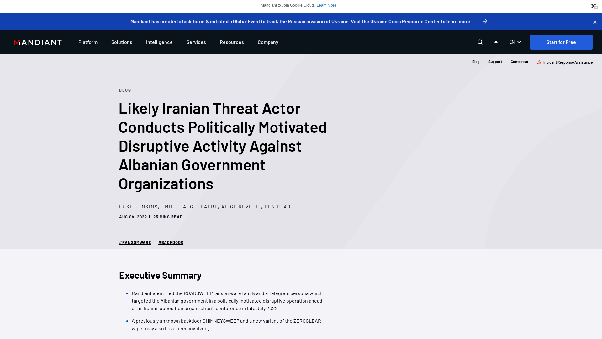Likely Iranian Threat Actor Conducts Politically Motivated Disruptive Activity Against Albanian Government Organizations | Mandiant