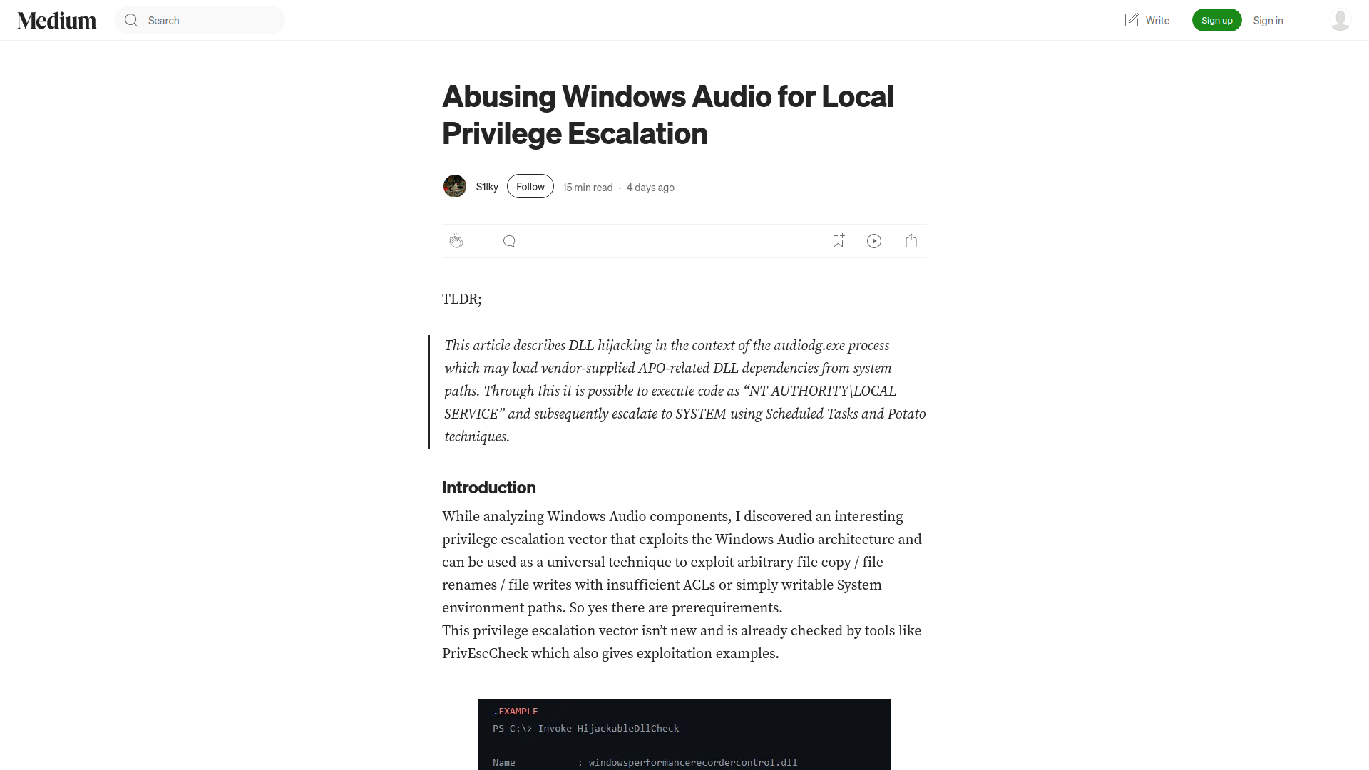 Abusing Windows Audio for Local Privilege Escalation | by S1lky | Jan, 2026 | Medium