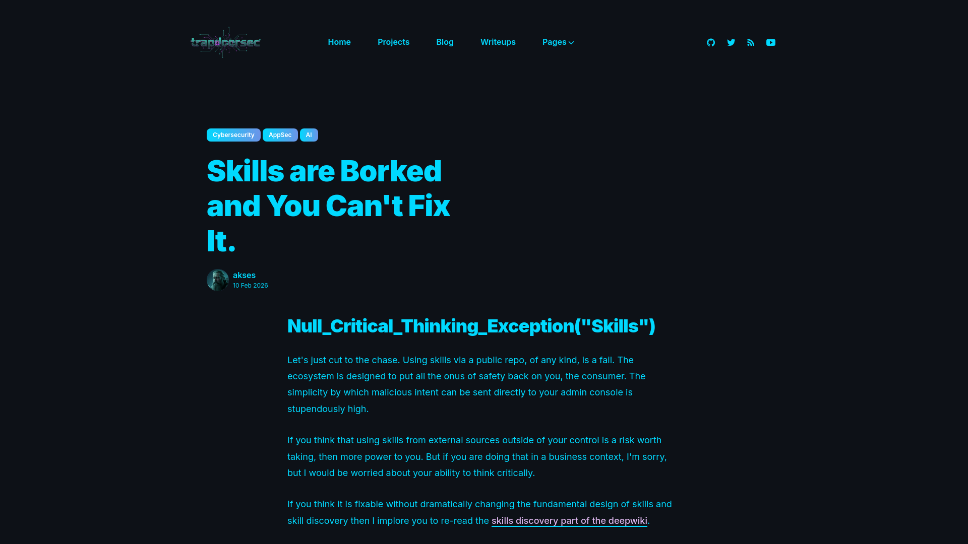 Skills are Borked and You Can't Fix It.