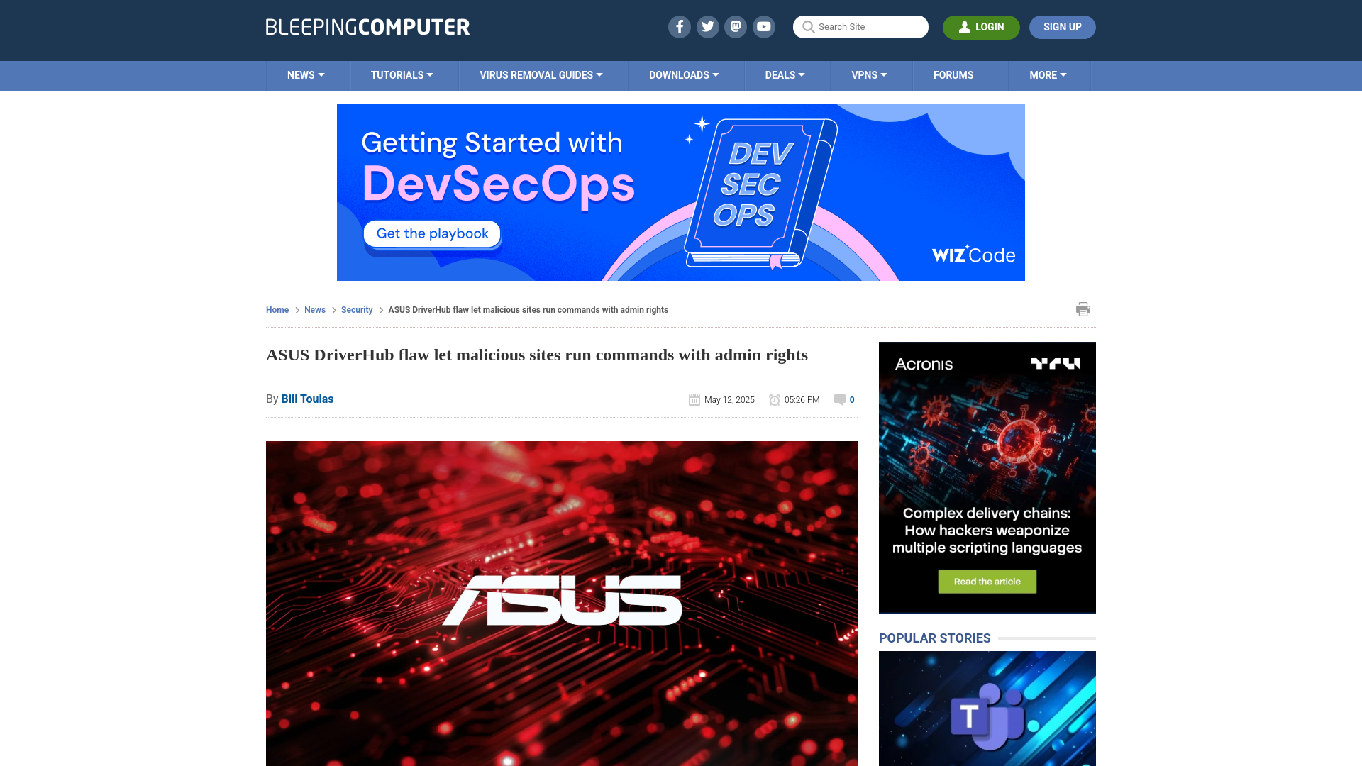 ASUS DriverHub flaw let malicious sites run commands with admin rights