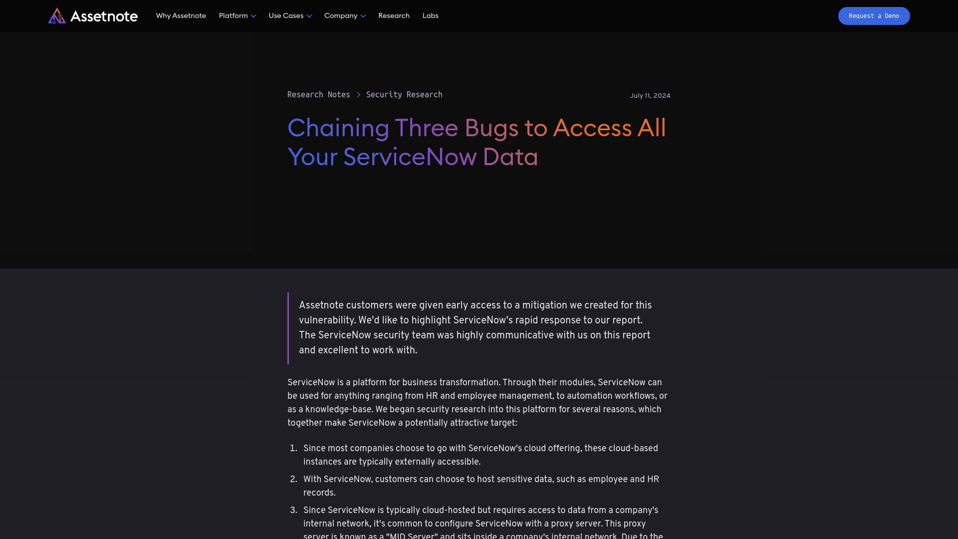 Chaining Three Bugs to Access All Your ServiceNow Data