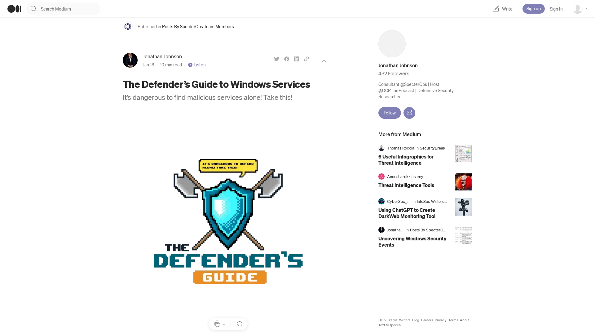 The Defender’s Guide to Windows Services | by Jonathan Johnson | Jan, 2023 | Posts By SpecterOps Team Members