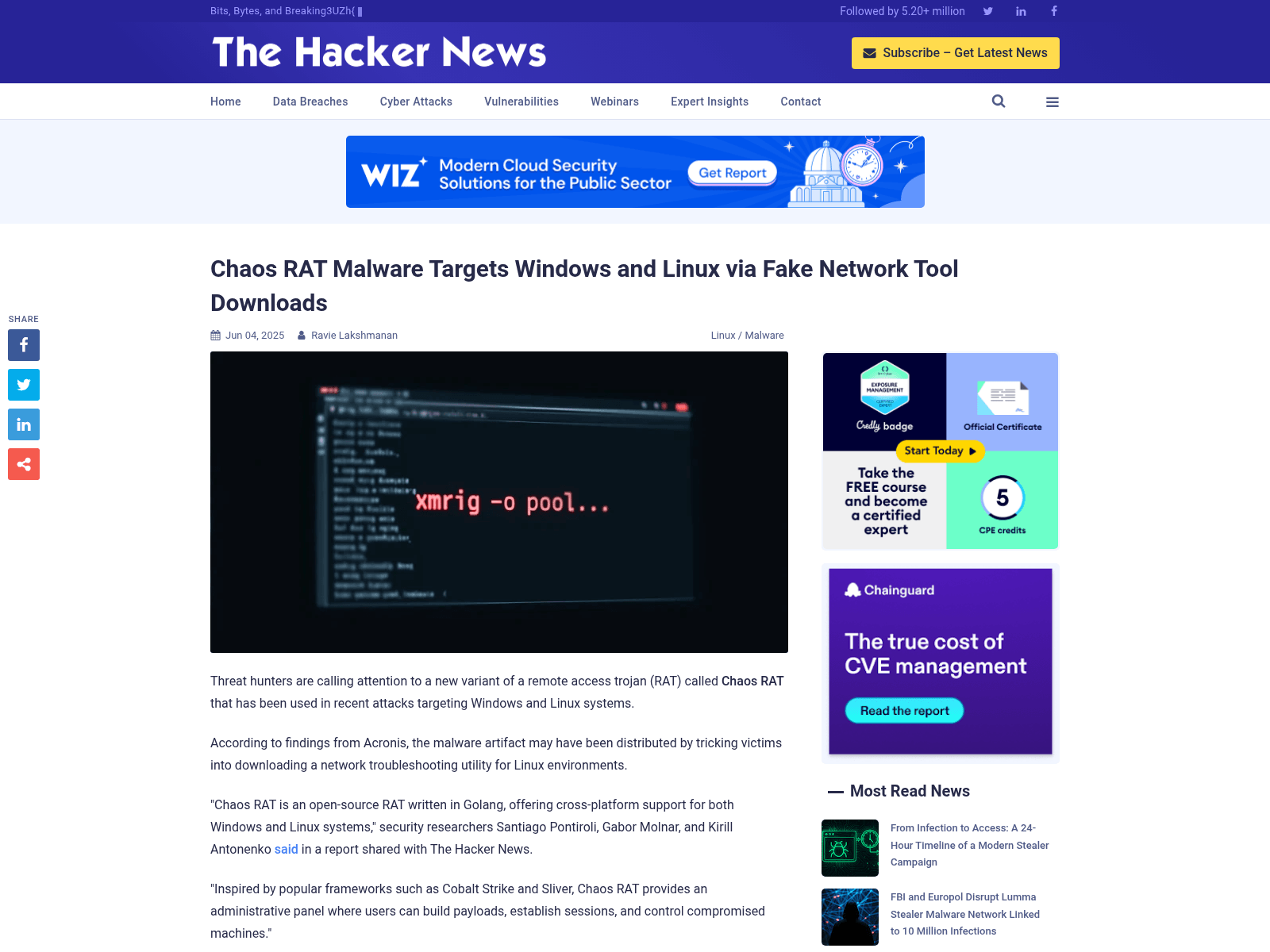 Chaos RAT Malware Targets Windows and Linux via Fake Network Tool Downloads