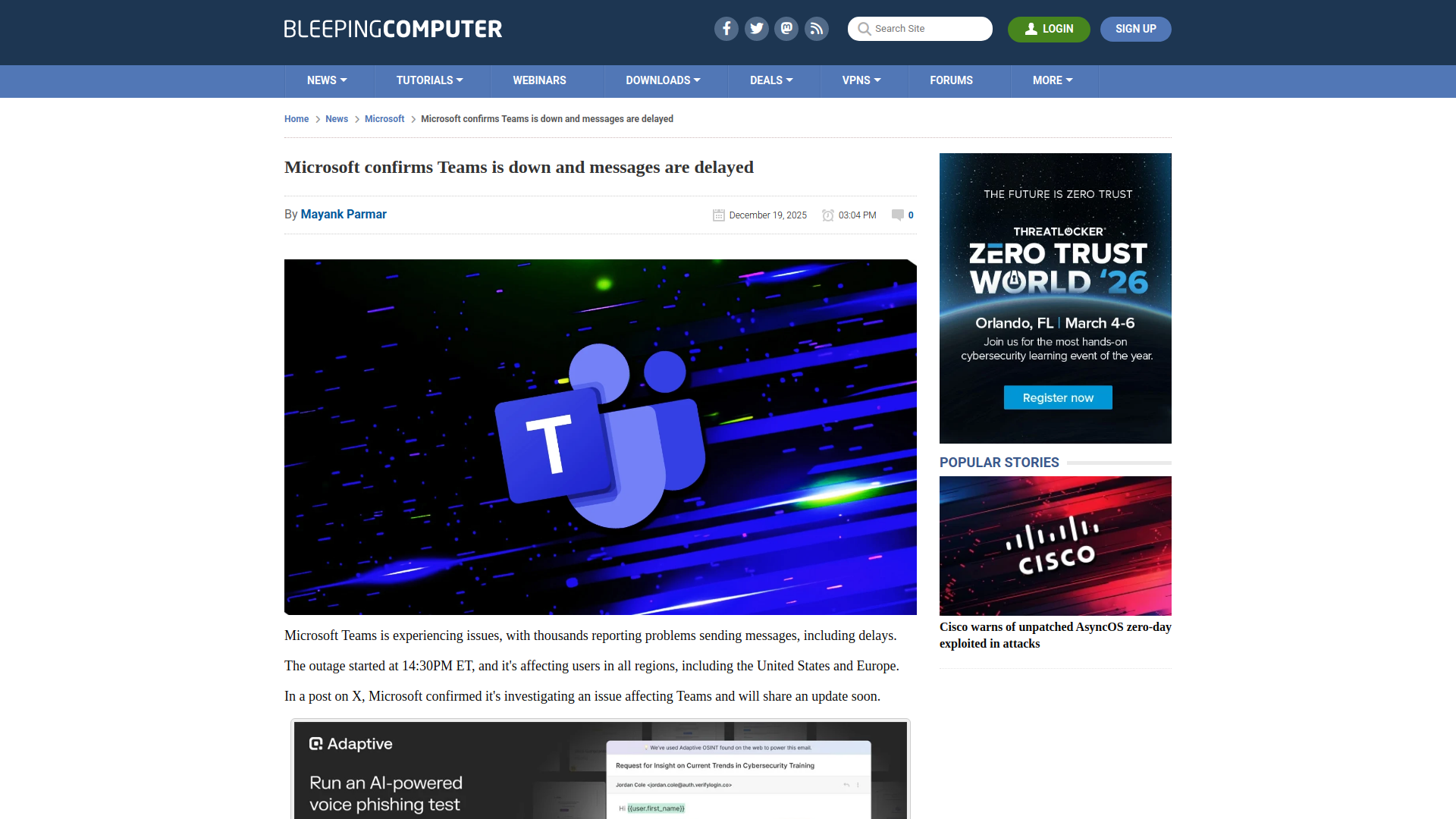 Microsoft confirms Teams is down and messages are delayed