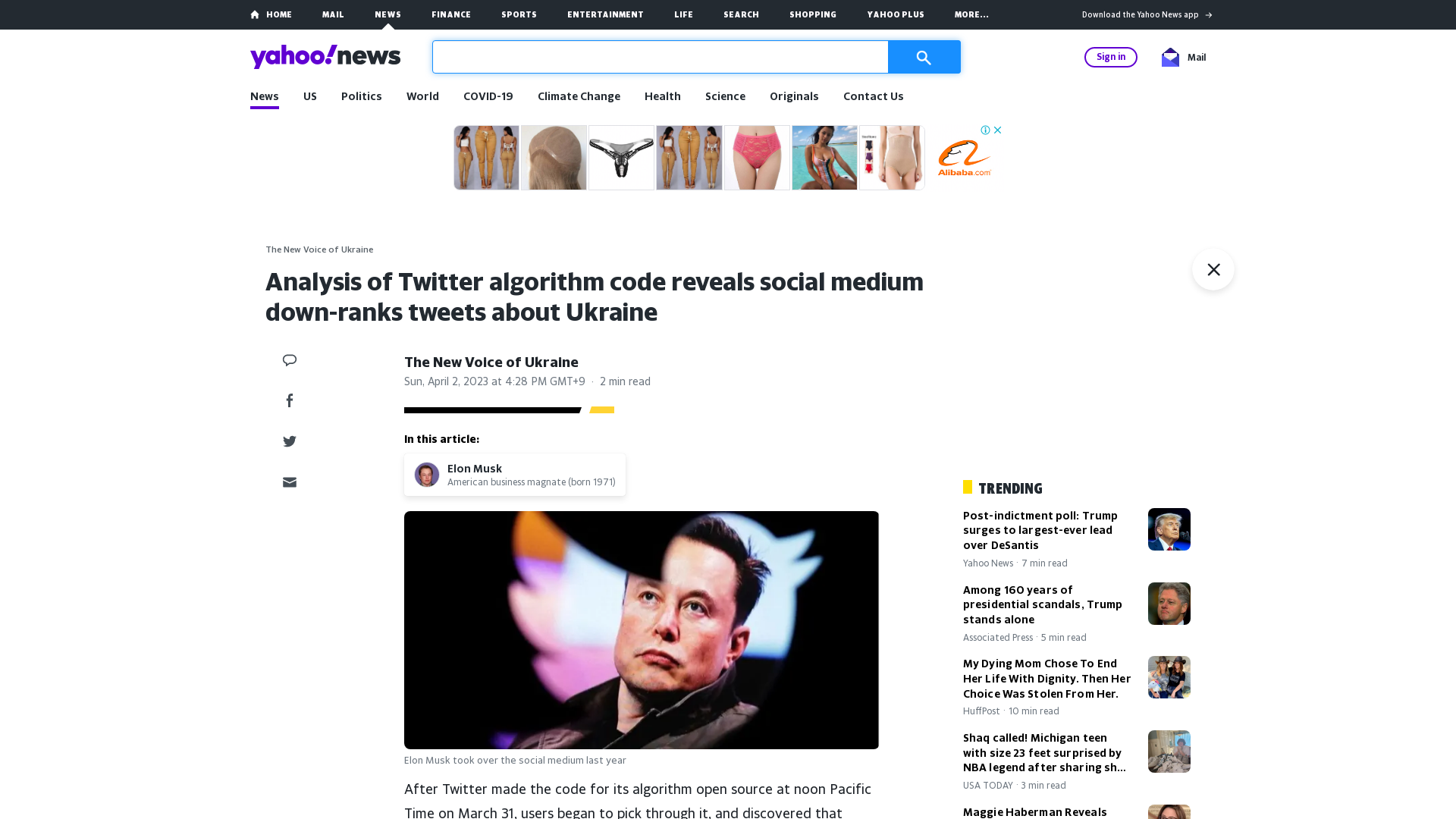 Analysis of Twitter algorithm code reveals social medium down-ranks tweets about Ukraine