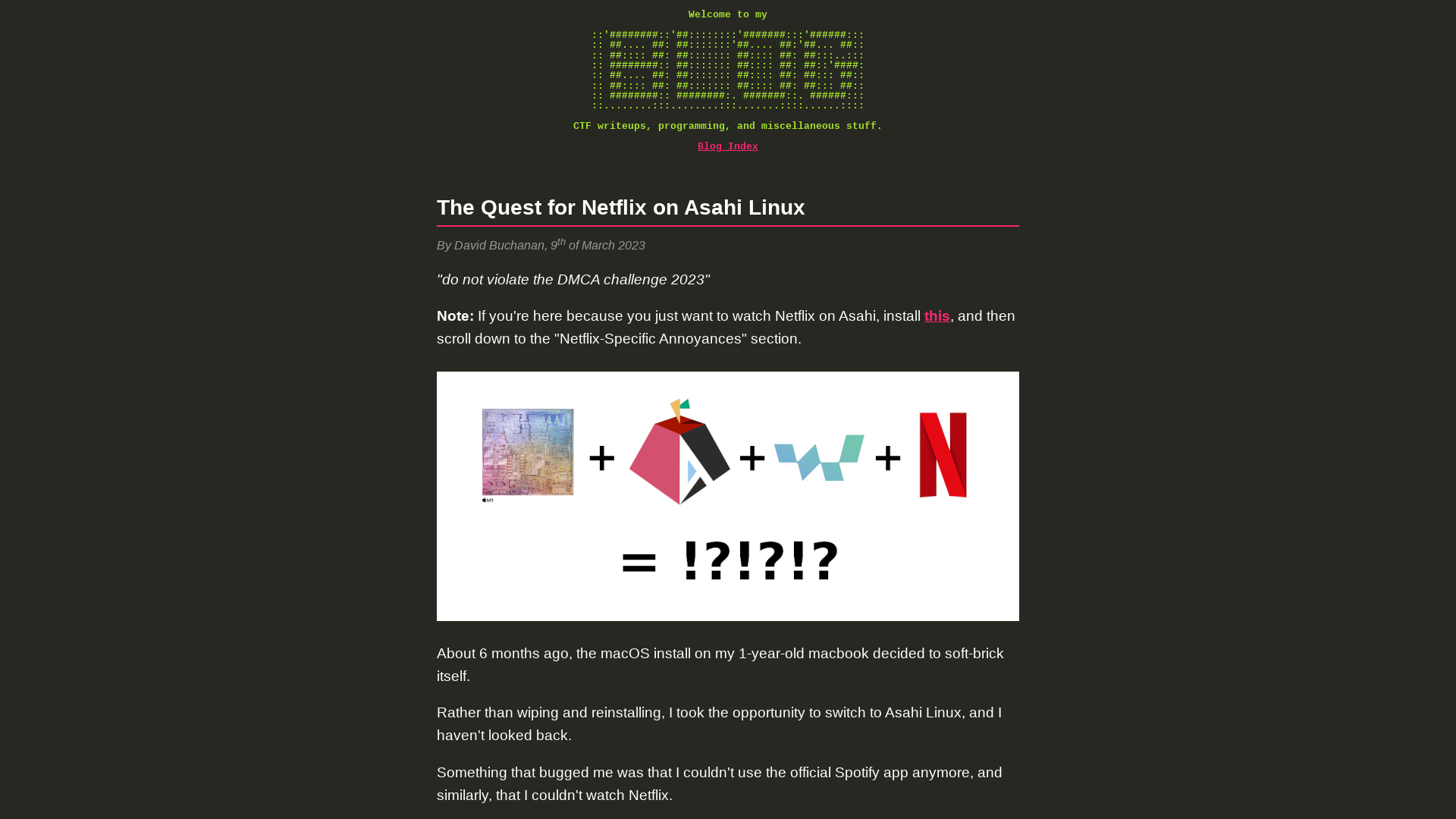 The Quest for Netflix on Asahi Linux | Blog