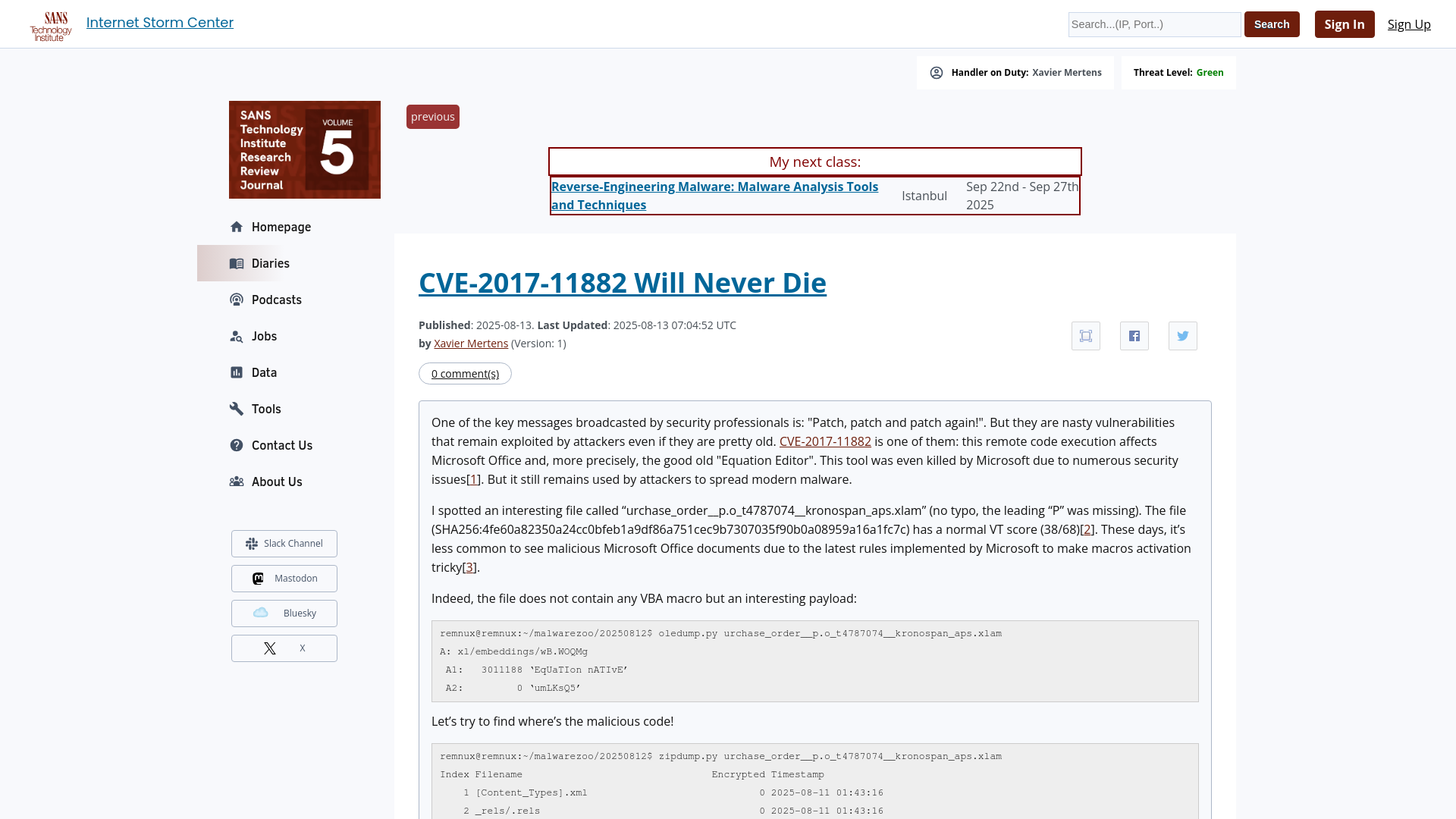 CVE-2017-11882 Will Never Die - SANS Internet Storm Center
