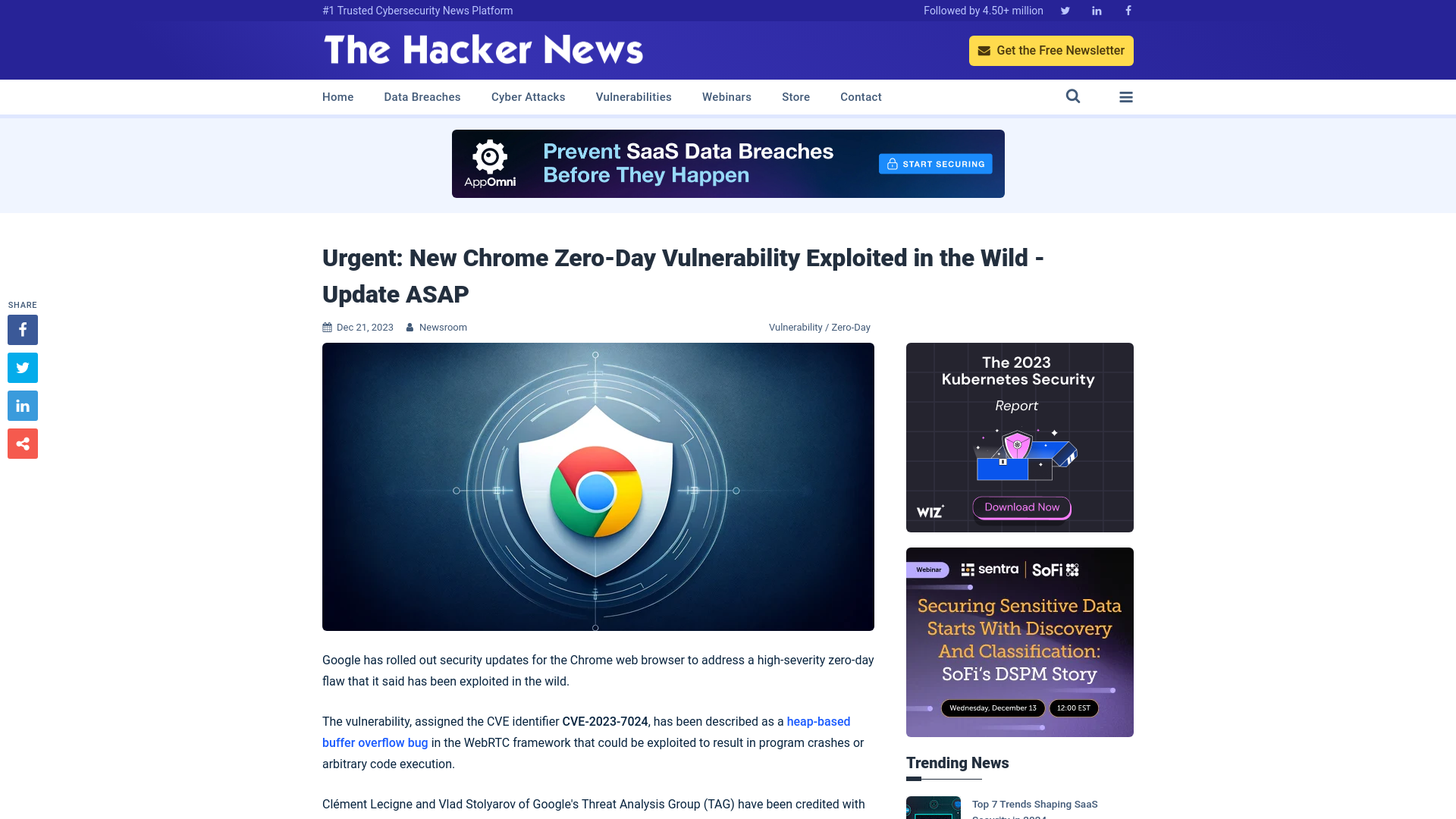 Urgent: New Chrome Zero-Day Vulnerability Exploited in the Wild - Update ASAP