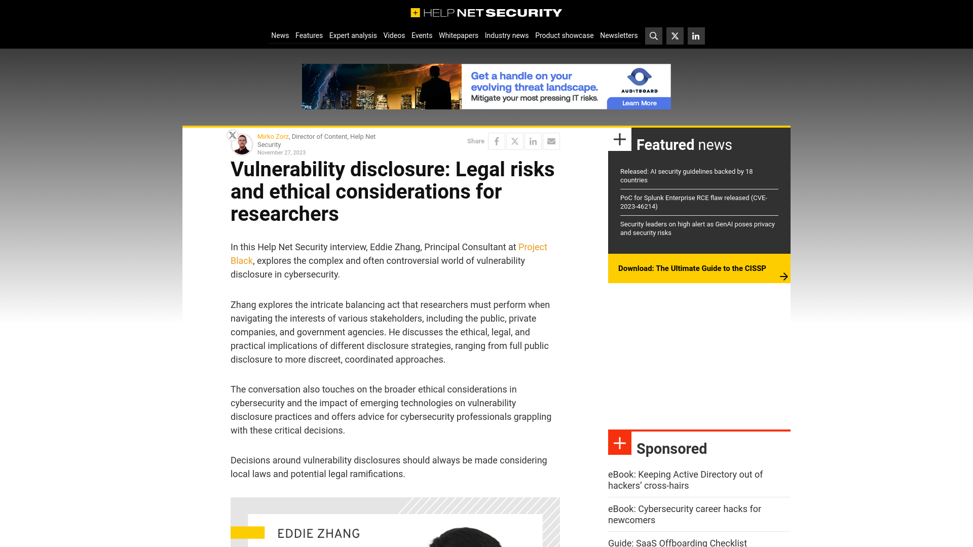 Vulnerability disclosure: Legal risks and ethical considerations for researchers - Help Net Security