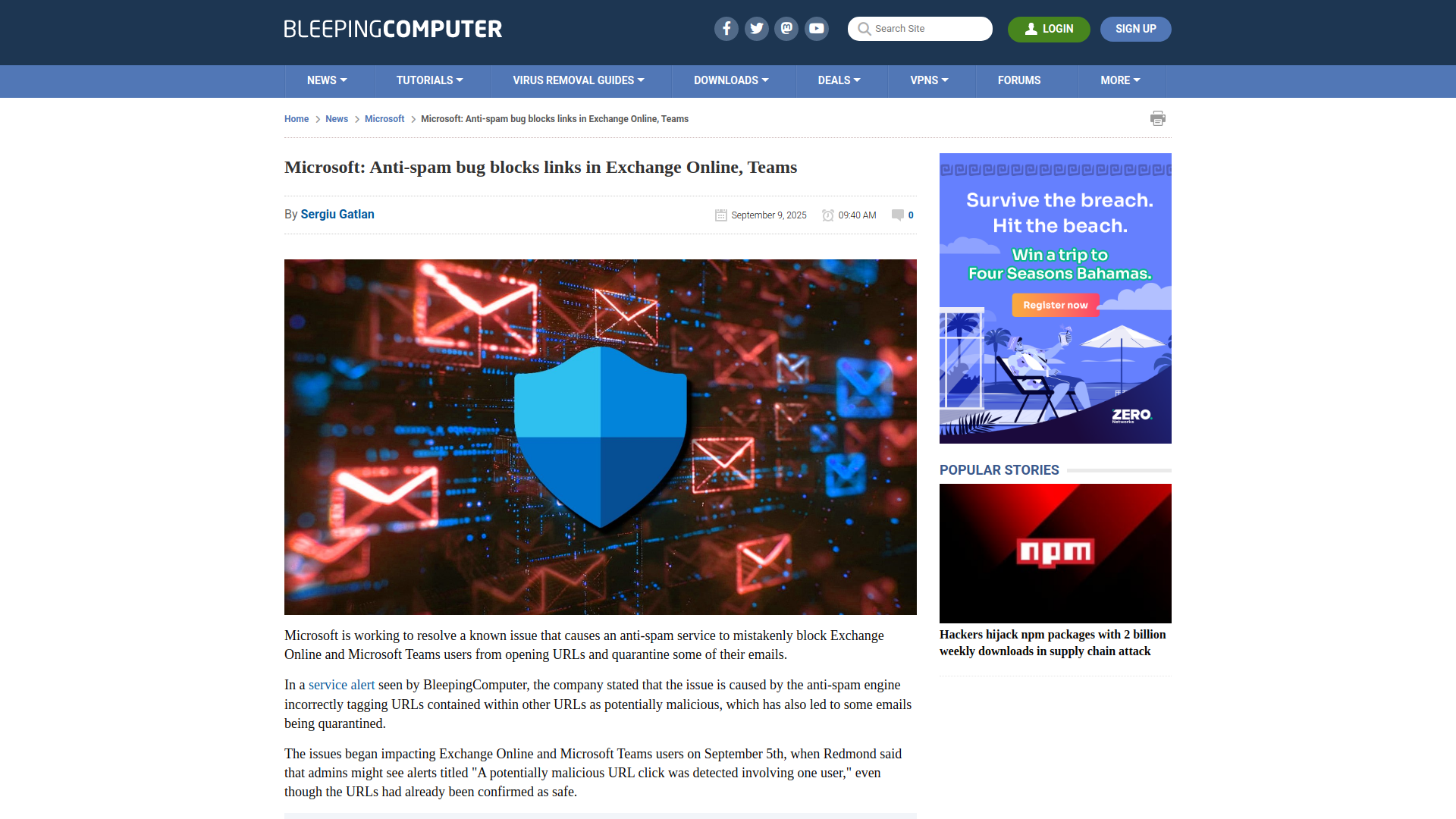 Microsoft: Anti-spam bug blocks links in Exchange Online, Teams