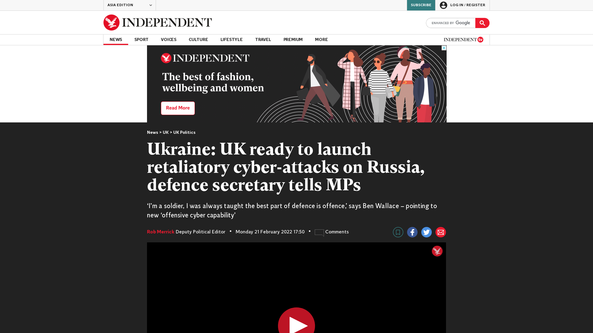 Ukraine: UK ready to launch retaliatory cyber-attacks on Russia, defence secretary tells MPs | The Independent