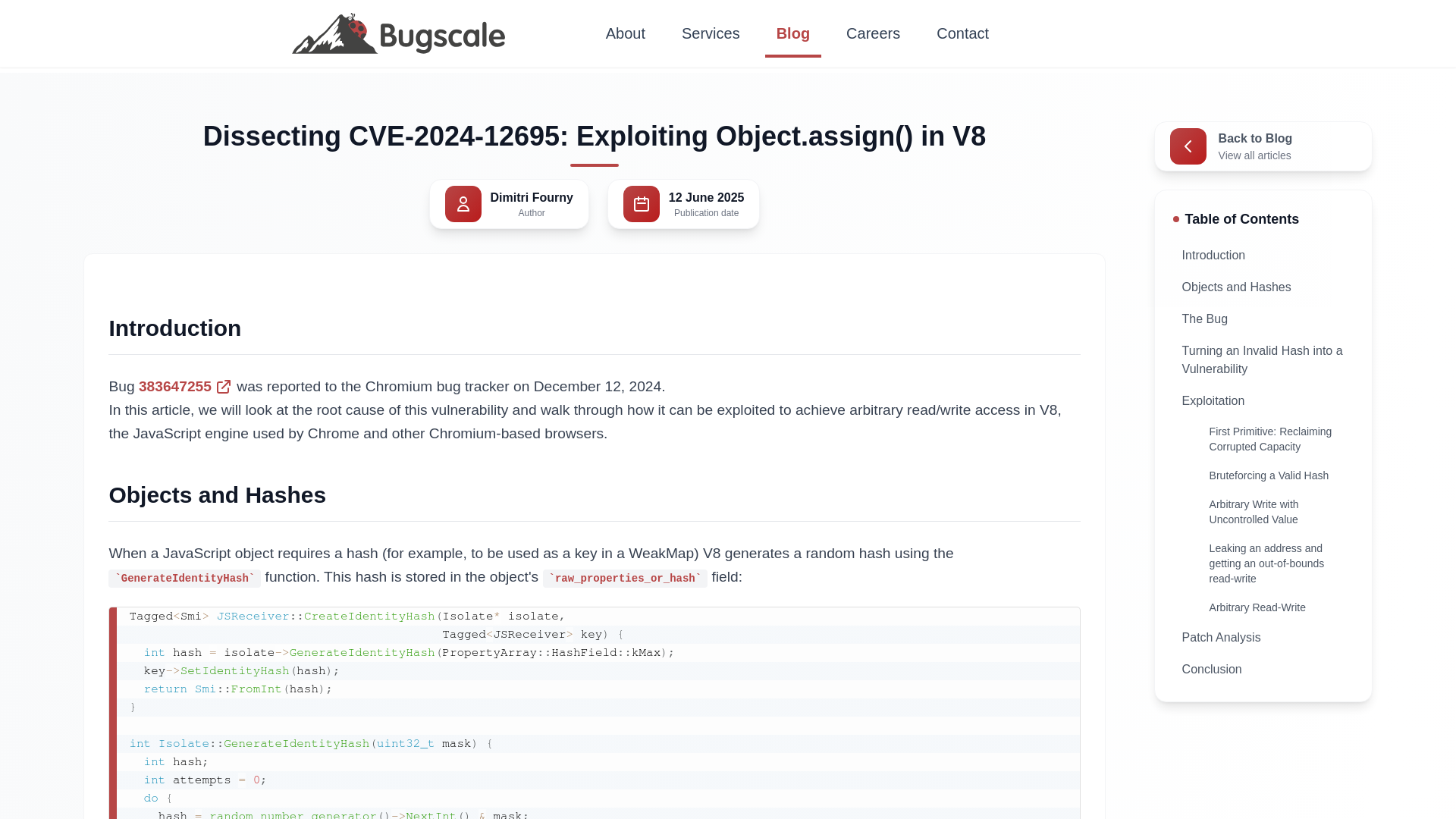 Dissecting CVE-2024-12695: Exploiting Object.assign() in V8 | Bugscale SA