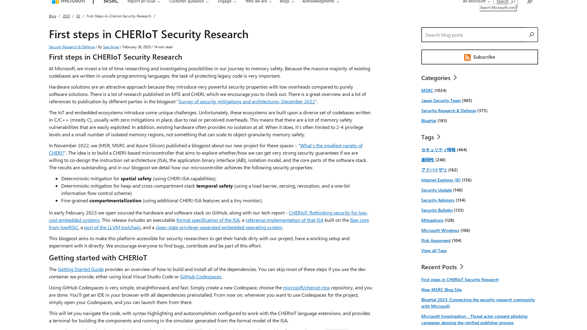 First steps in CHERIoT Security Research | MSRC Blog | Microsoft Security Response Center